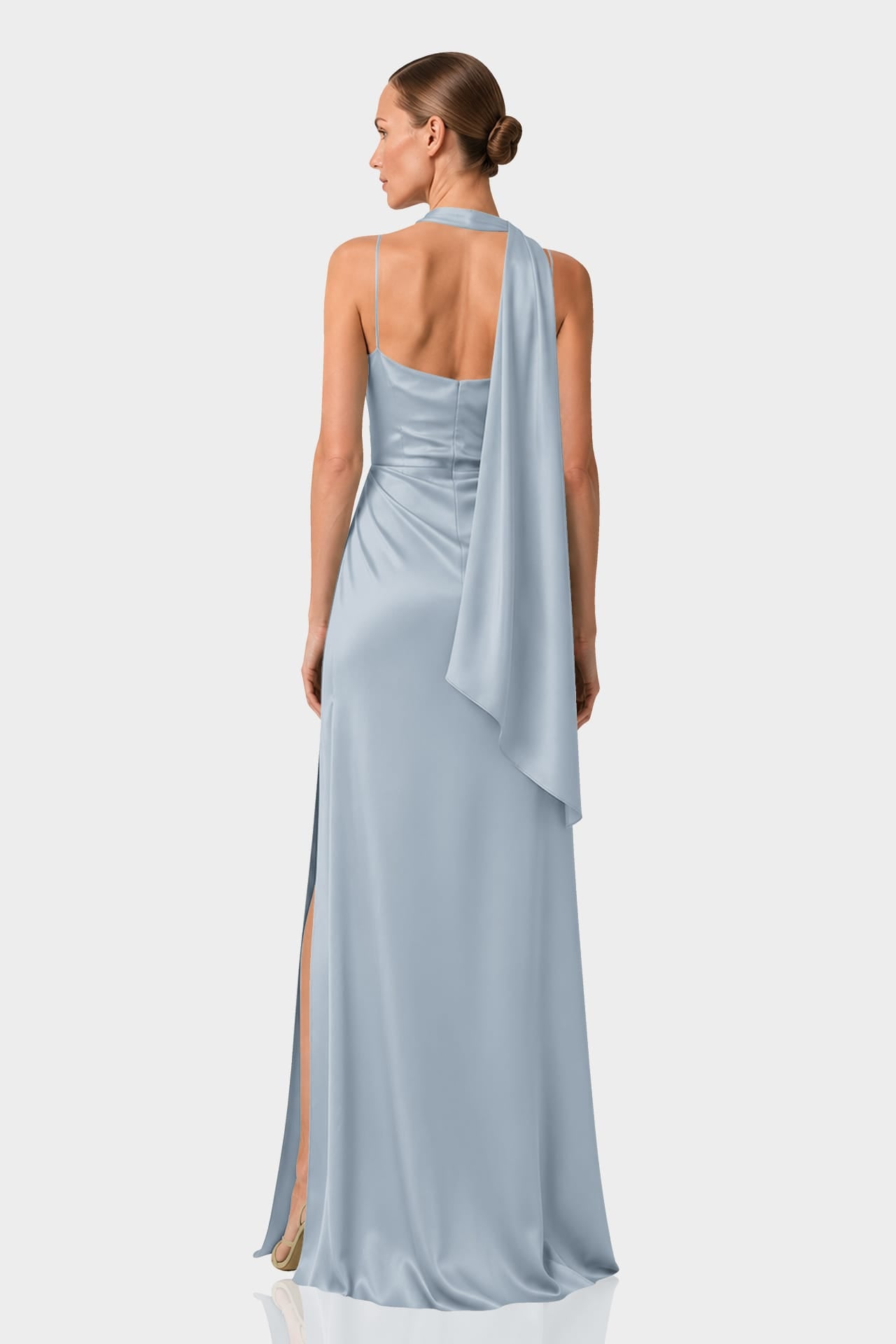 khaki halter dress KarenMillen Premium Viscose Linen Topstitch Neck Woven Midi With D Ring Detail color:bright fuchsia