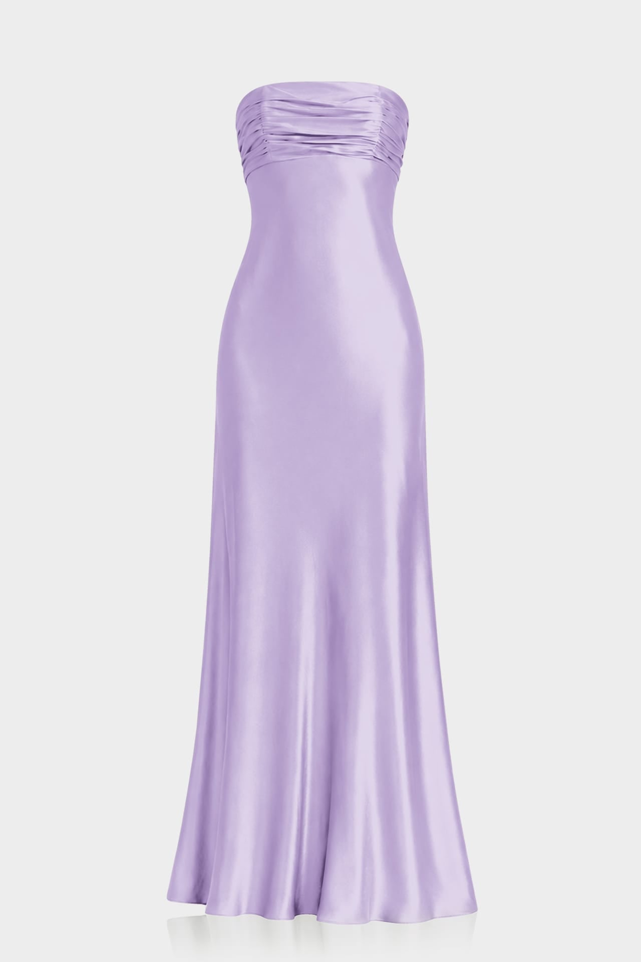 lavender satin maxi dress S Designer Ruched Bodice Strapless sku_EY6679MA-yelloworangeprint-FO Make a statement at T-shirt Knee-Length Dress XXS Size:W12/M10.5