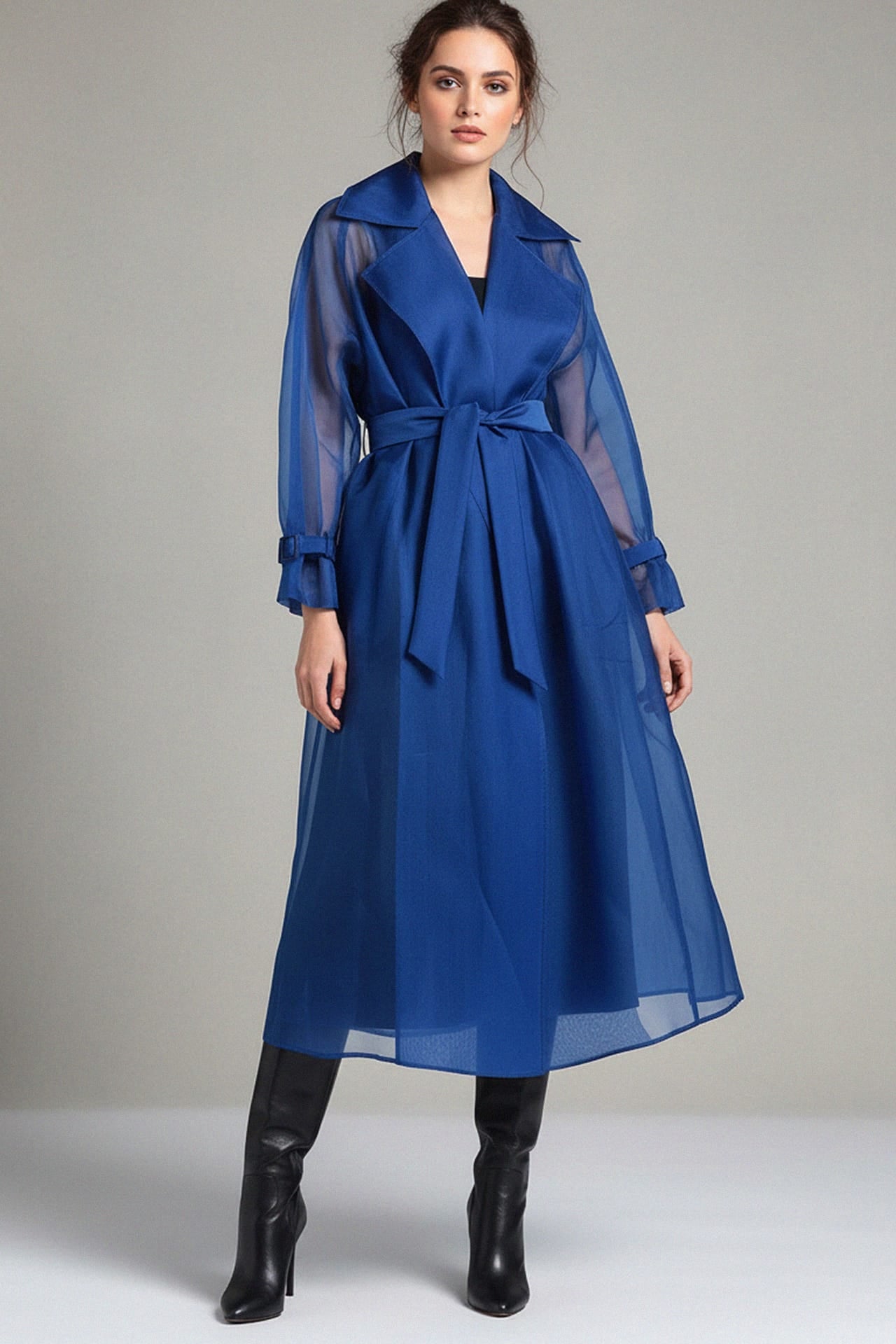 blue print wrap dress TIVOLI ATLANTIC AVE DENIM TRENCH COAT | CULT MIA main image 0