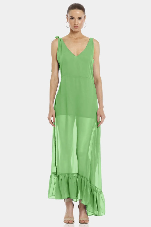 Plunged Neckline | Mint Green Maxi Dress | Sheer Maxi Dress | Qishma Shahida Parides Plunged Neckline | Mint Green Maxi Dress | Sheer Maxi Dress | Qishma Shahida Parides