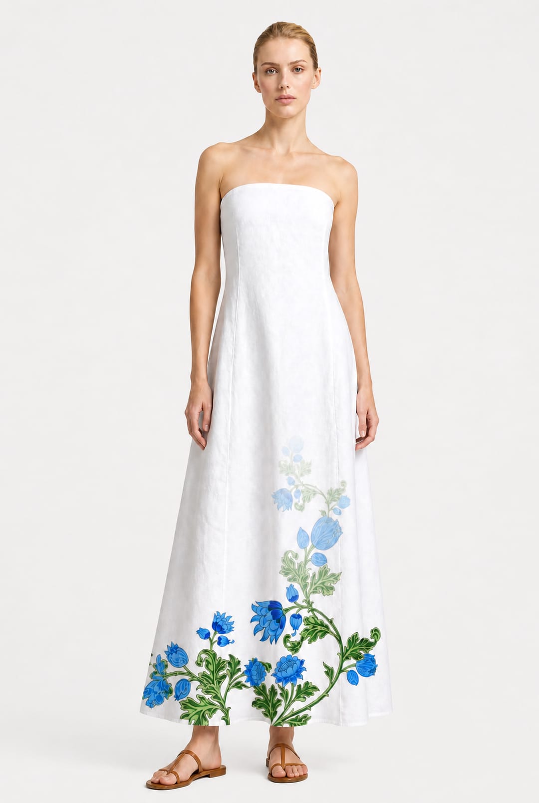 strapless resort dress Resort Afternoon Strapless Floral Midi Dress VICI