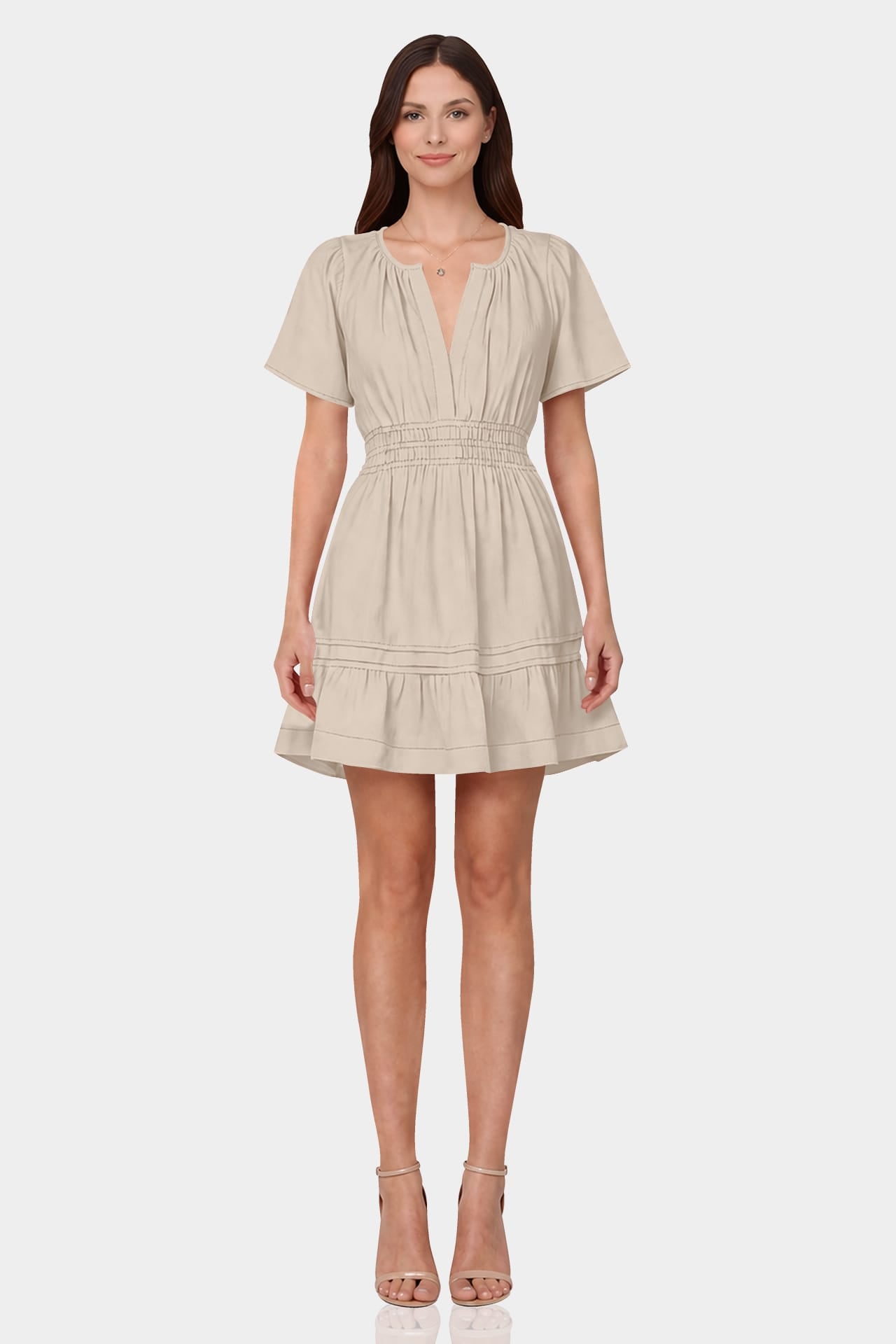 flutter sleeve tiered mini dress White Flutter Sleeve Tiered Mini Dress | Womens | Medium (Available in XS, S, L, XL) | 100% Rayon