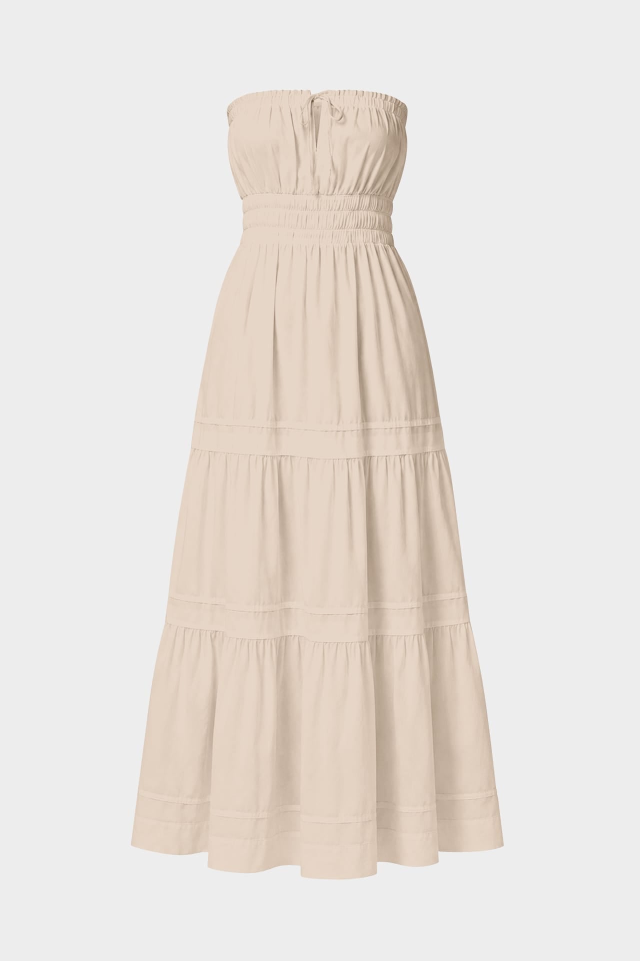 S Taupe Tiered Cotton Maxi Dress – Lightweight Travel Dress for Women