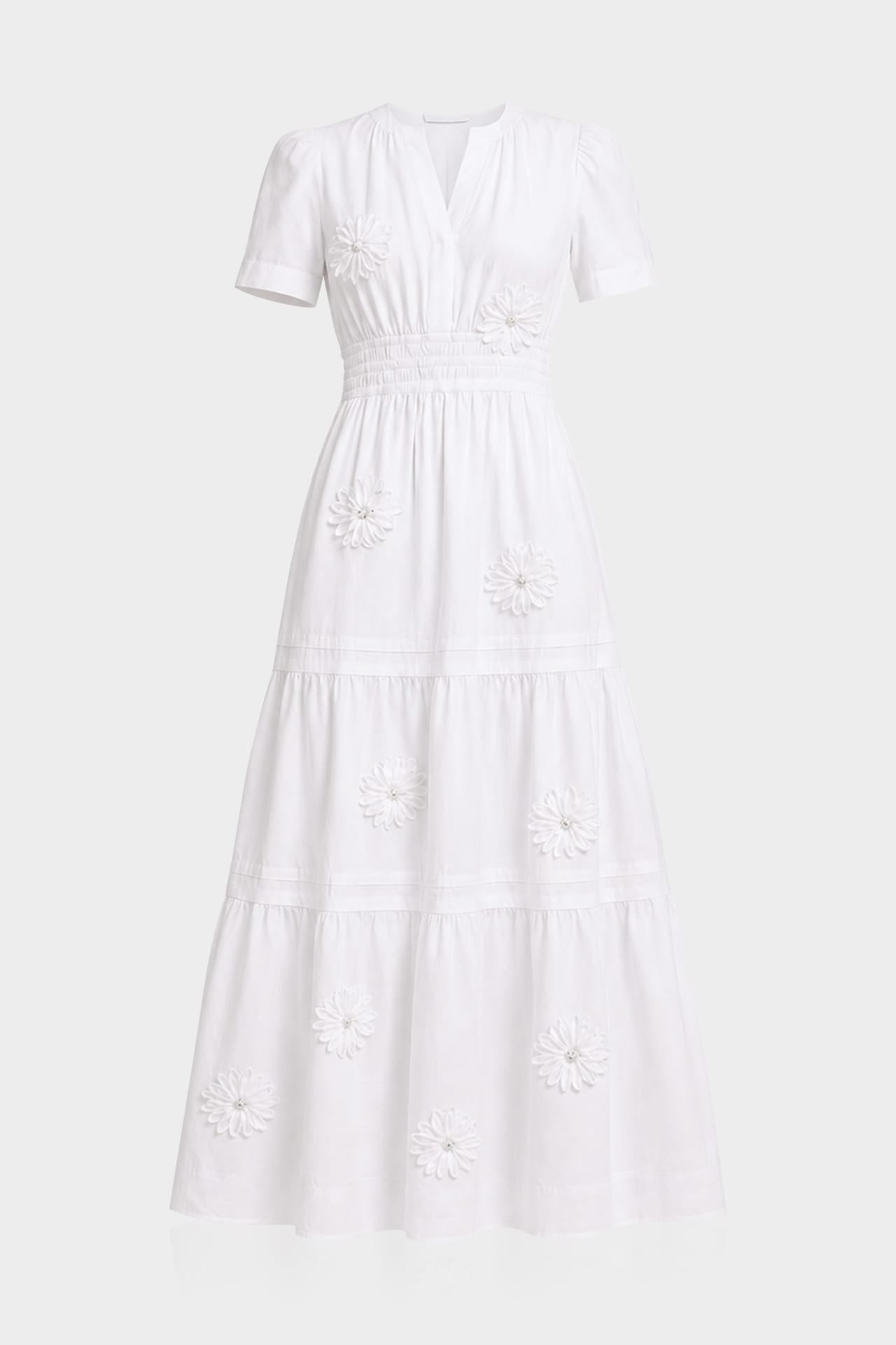 white maxi dress bridal shower S Cotton 3D Floral Appliqué for Women – Bridal Occasion Dress satin column silhouette Size:32/30 everyday dresses Off-Shoulder A-line Tulle Wedding