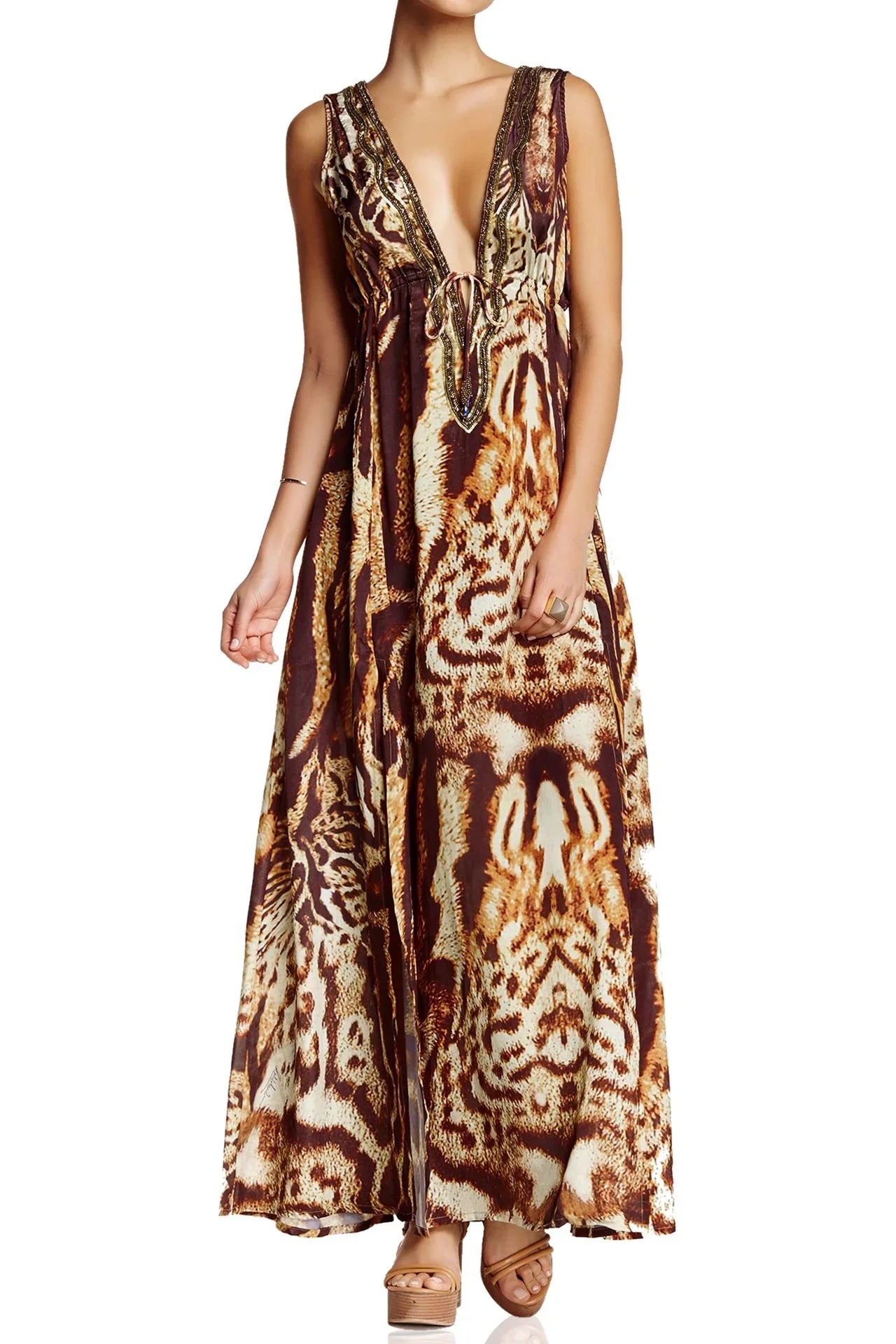 Designer Maxi Dress for Women | Animal Print Dress | Shahida Parides Small