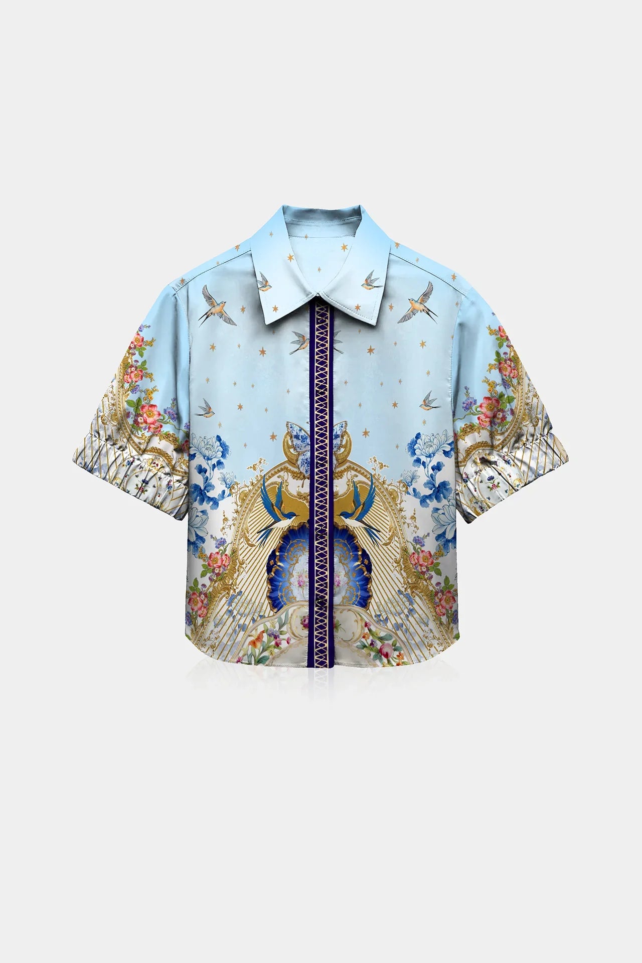 Small Romantic Blue Printed Shirt