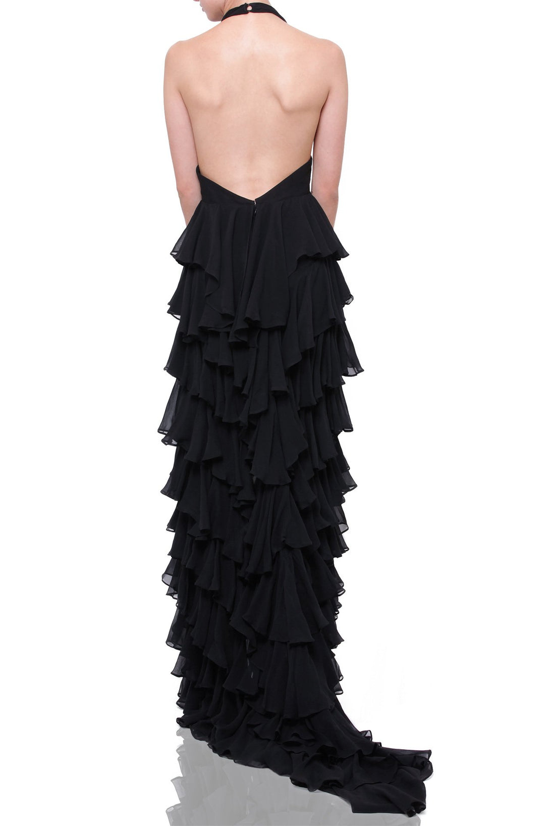  black full length dress, deep plunge v neck dress, long dresses for women, tiered ruffle maxi dress,