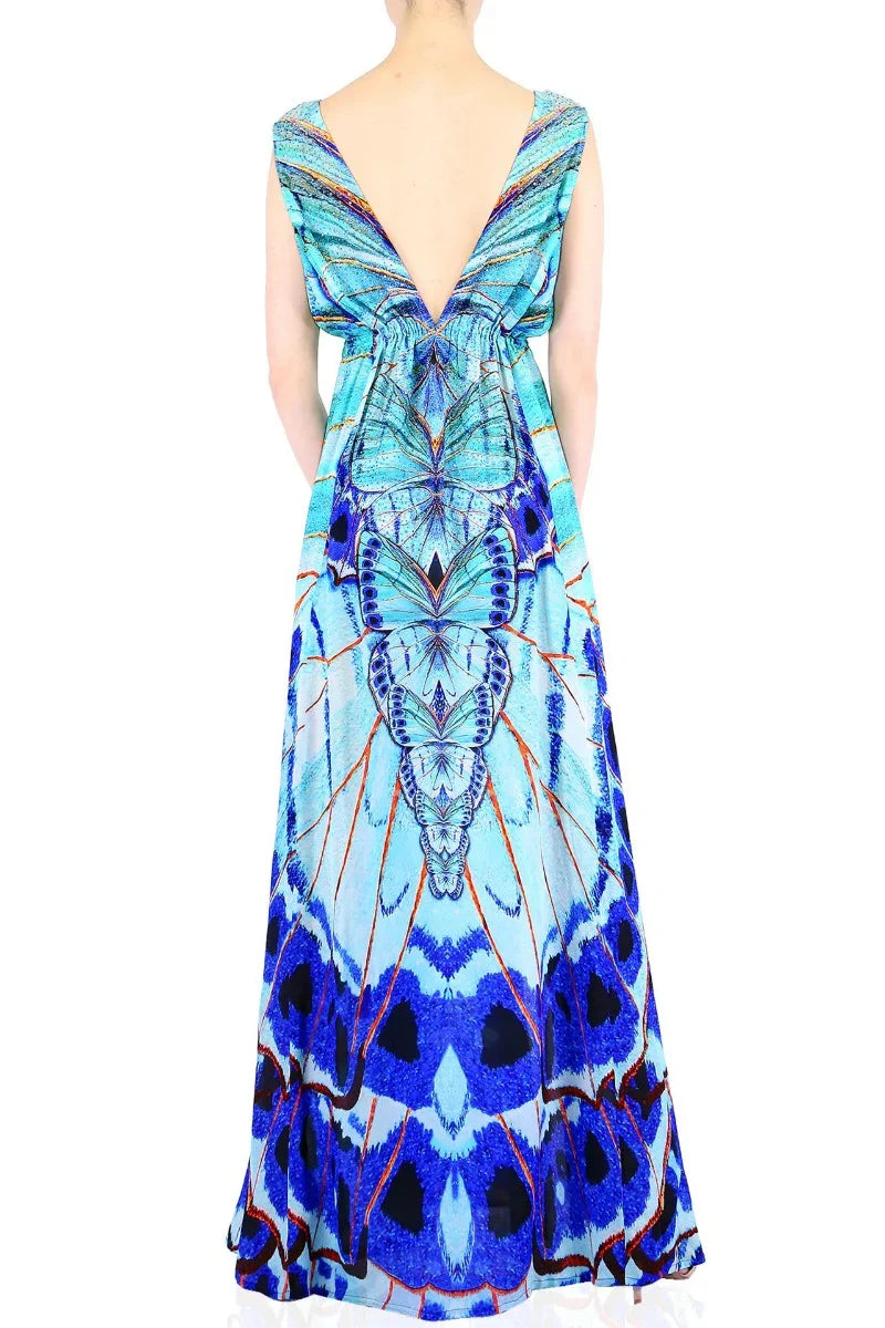 Designer Blue Color Maxi Dress | Summer Maxi Dress | Shahida Parides Medium
