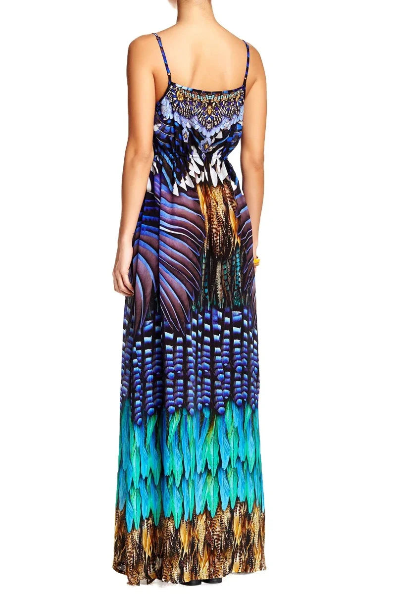 Small-Medium Blue Spaghetti Strap Long Maxi