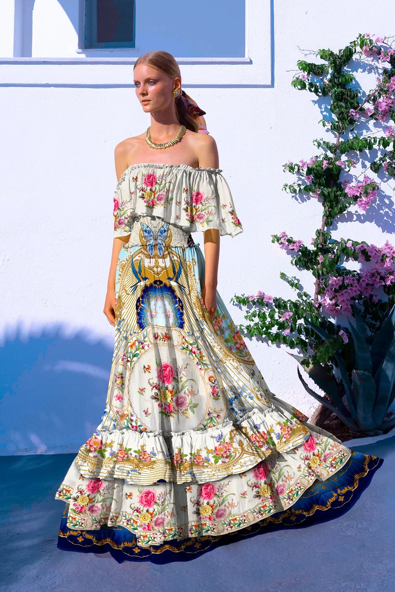 Designer Off The Shoulder Summer Dress | Maxi Dress | Shahida Parides Extra Large Designer Off The Shoulder Summer Dress | Maxi Dress | Shahida Parides Extra Large