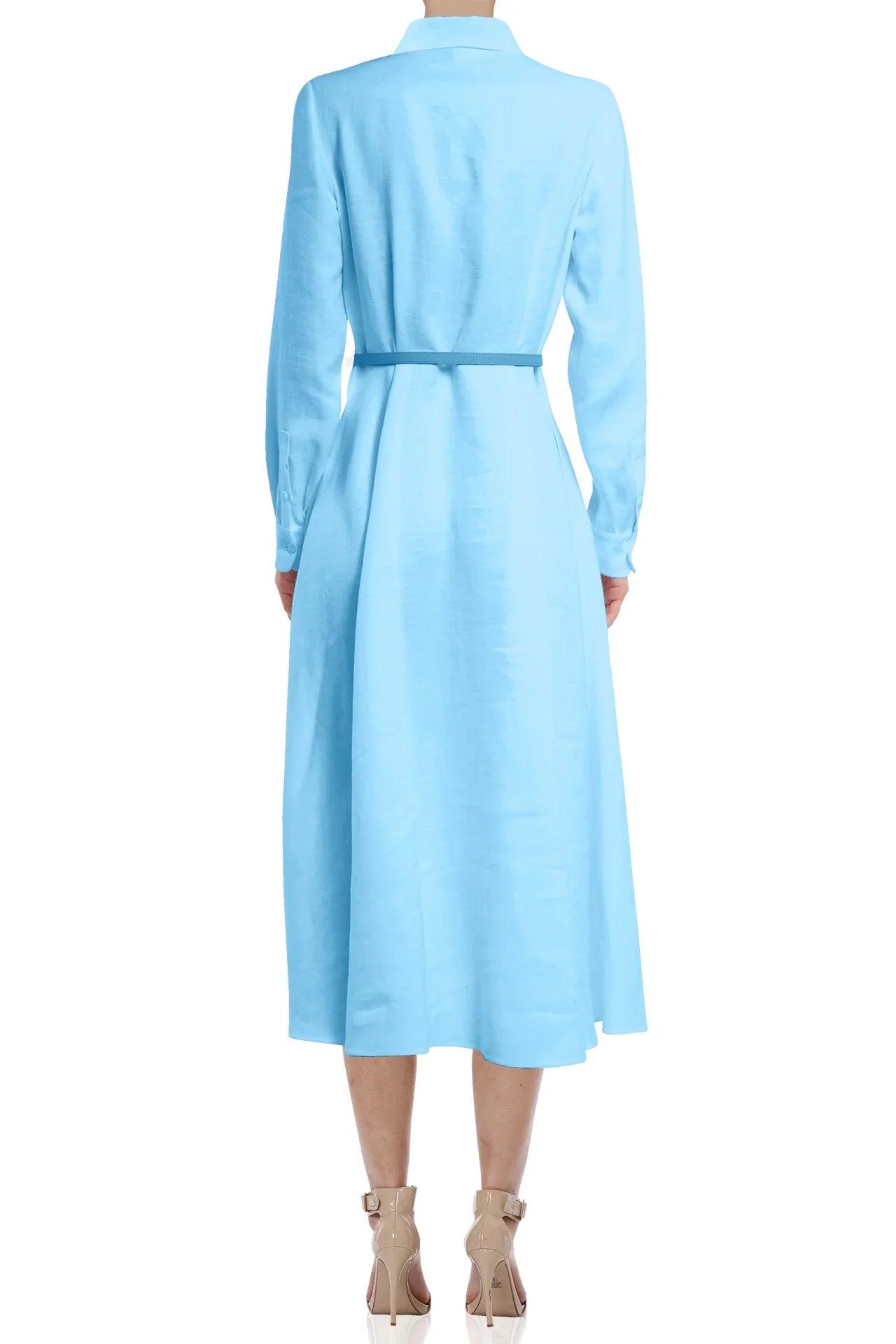 S Sky Blue Button Down Dress Midi S Sky Blue Button Down Dress Midi
