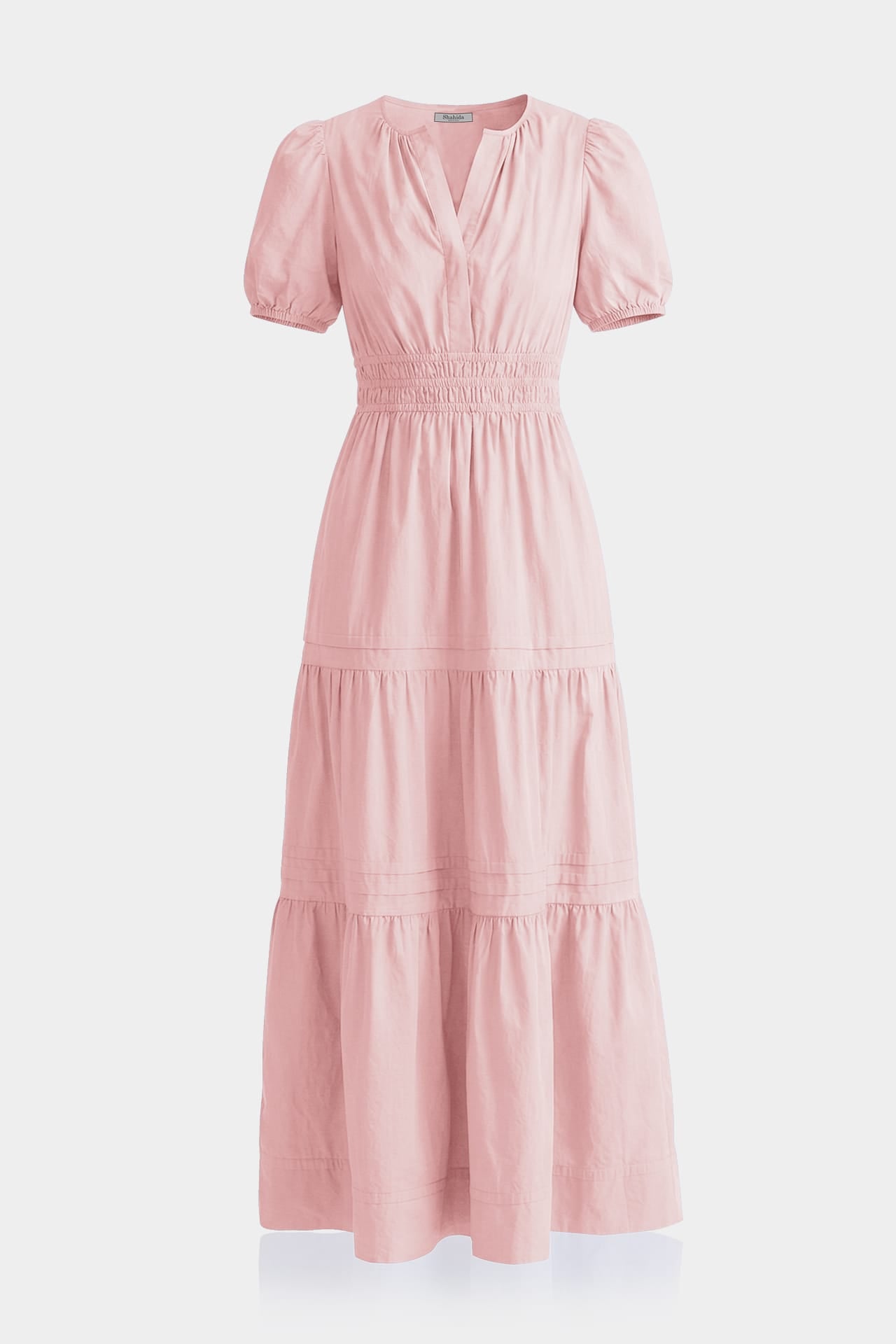 Standard / S Blush Pink Tiered Cotton Maxi Dress