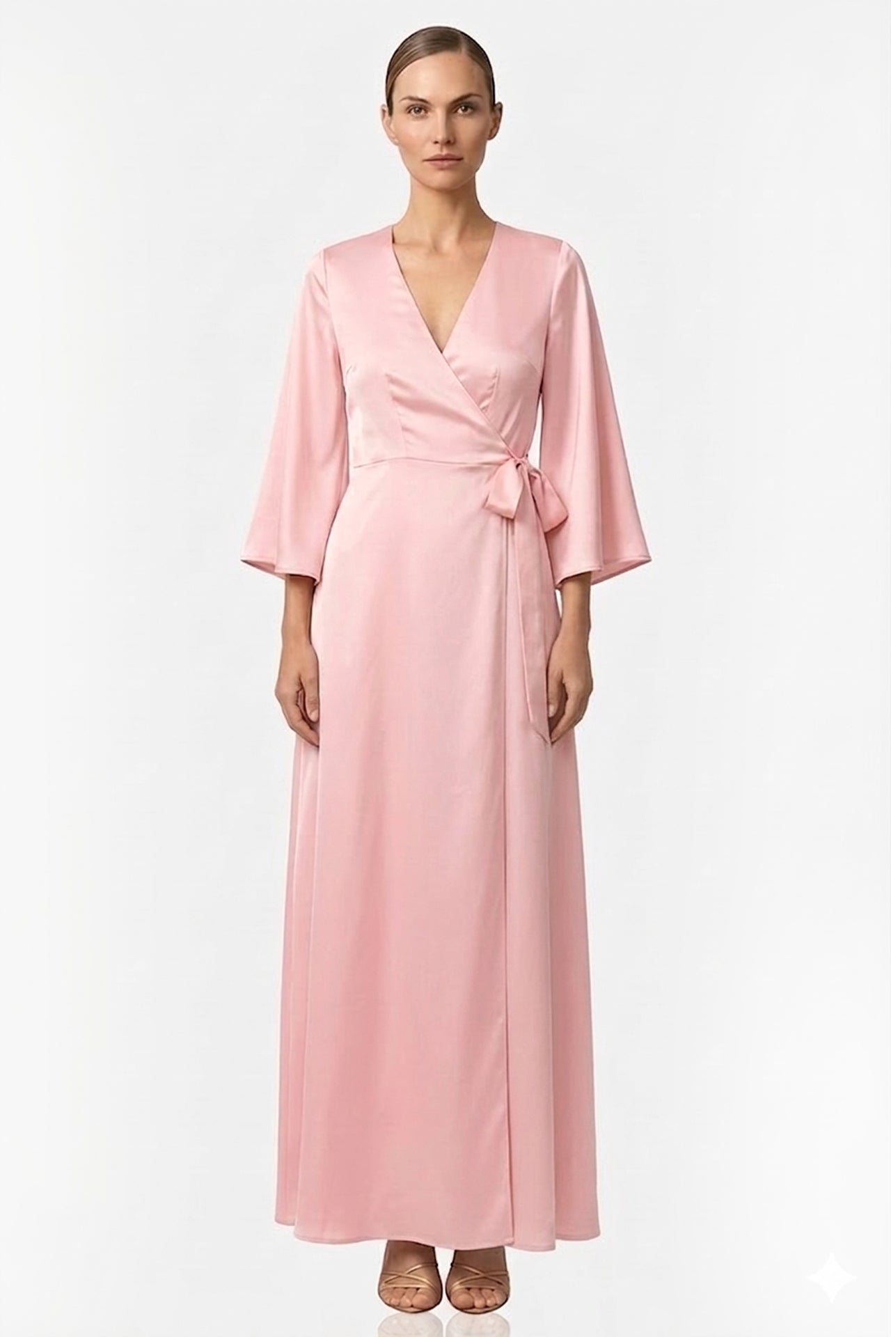 blush long sleeve bridesmaid dresses Elegant A-line V-neck Long Sleeves White Lace Long Bridesmaid Dresses with  Pearls,Blush Bridesmaid Grown,MBD137 main image 1