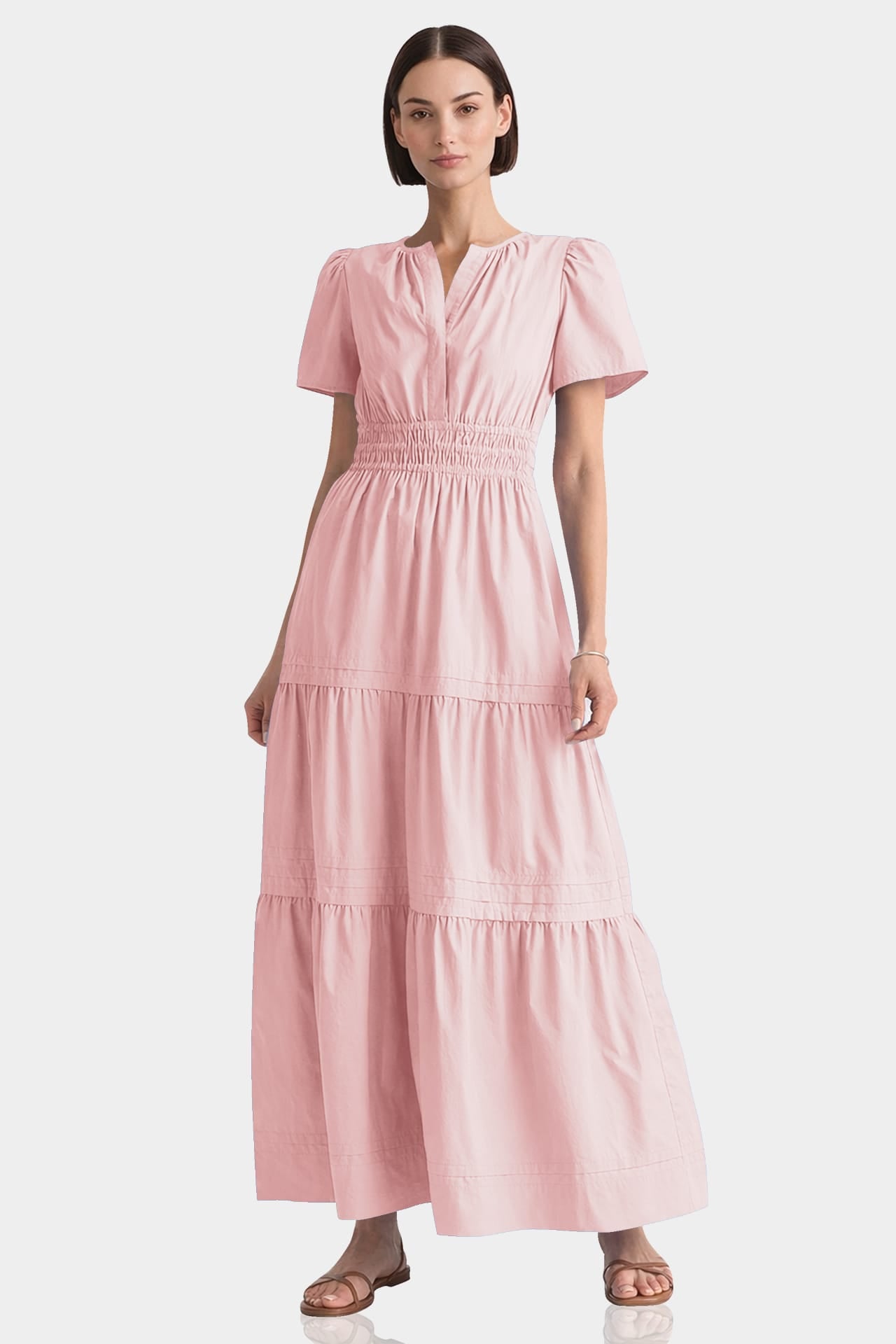 tiered cotton maxi dress Standard / S Blush Pink adding a chic touch AZAZIE - Beautiful bride color:nude/peacock/teal set-type_intimates