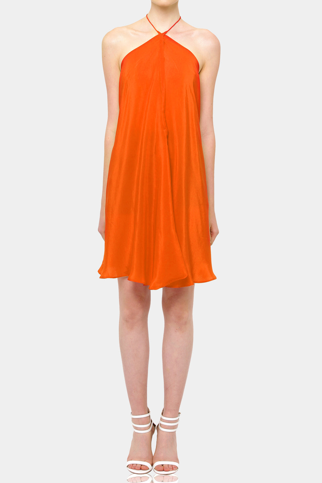   bright orange mini dress, designer mini dress, Shahida Parides, classy mini dress,