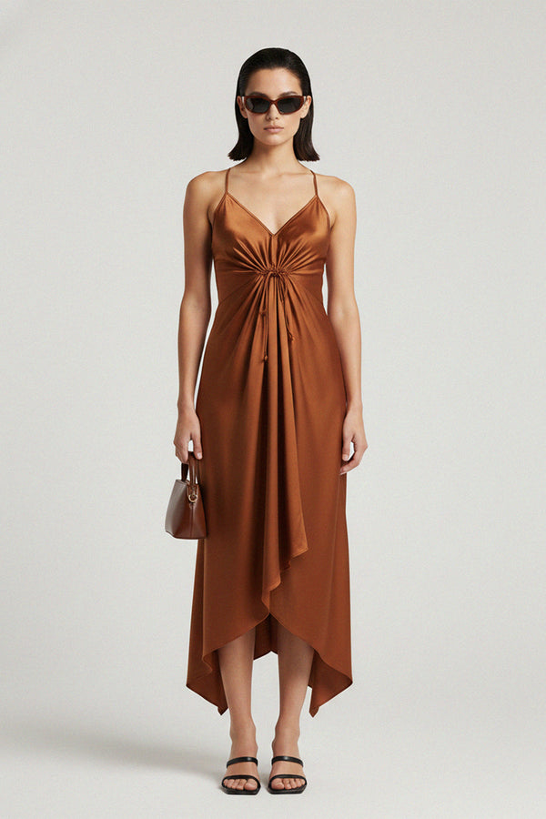 One Size Luxury Burnished Copper Midi Scarf Dress One Size Luxury Burnished Copper Midi Scarf Dress
