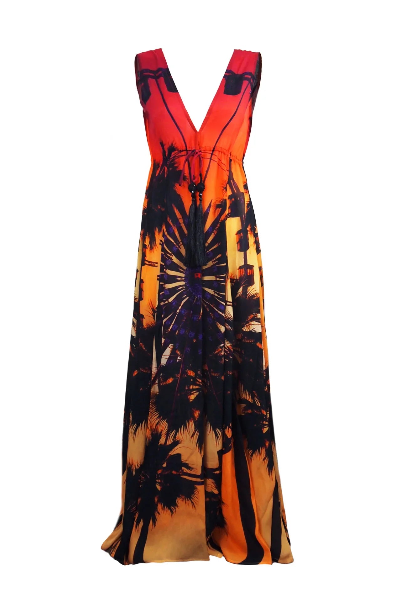 Designer Long Flowy Dresses | Deep Neckline Dress | Shahida Parides Medium