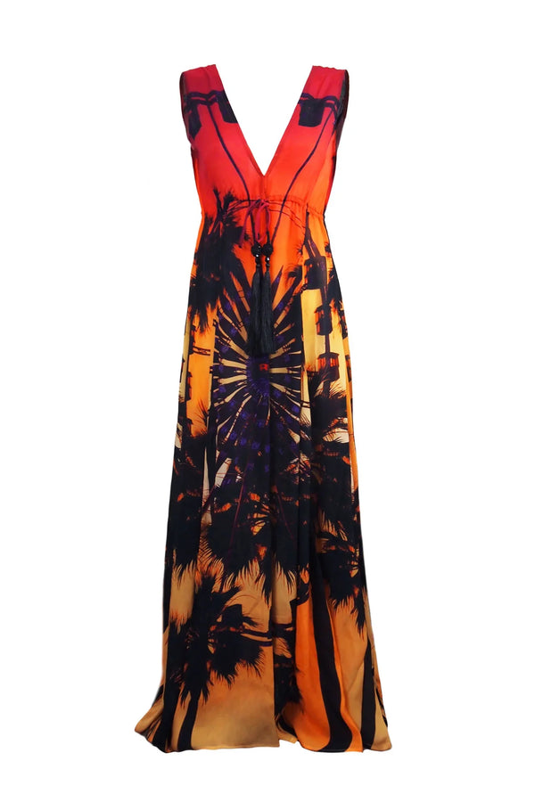 Designer Long Flowy Dresses | Deep Neckline Dress | Shahida Parides Medium - Large Designer Long Flowy Dresses | Deep Neckline Dress | Shahida Parides Medium - Large