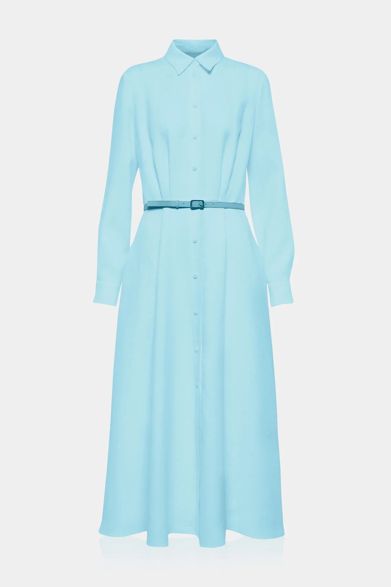 knee length dresses for ladies Light Green Linen Cotton Shirt Dress – Summer Midi Dress with Pockets 3404 Green / M main image 0