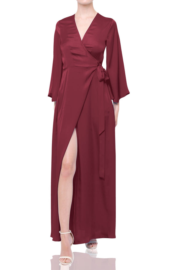 Chocolate Brown Satin Wrap Dress | Shahida Parides Chocolate Brown Satin Wrap Dress | Shahida Parides