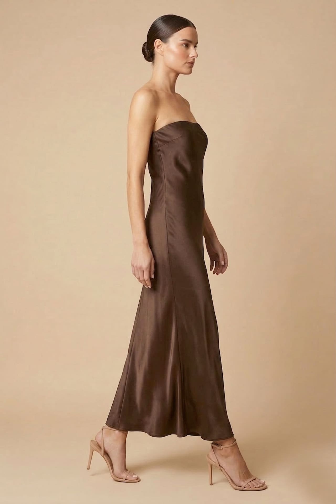 chocolate colored bridesmaid dresses Satin Bridesmaid Dress Prom Dress Brown XL Cameron Espresso by Grace Loves Lace