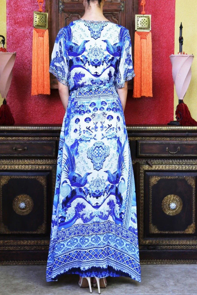 Designer Blue Wrap Dress | Wrap Dresses With Sleeves Designer Blue Wrap Dress | Wrap Dresses With Sleeves