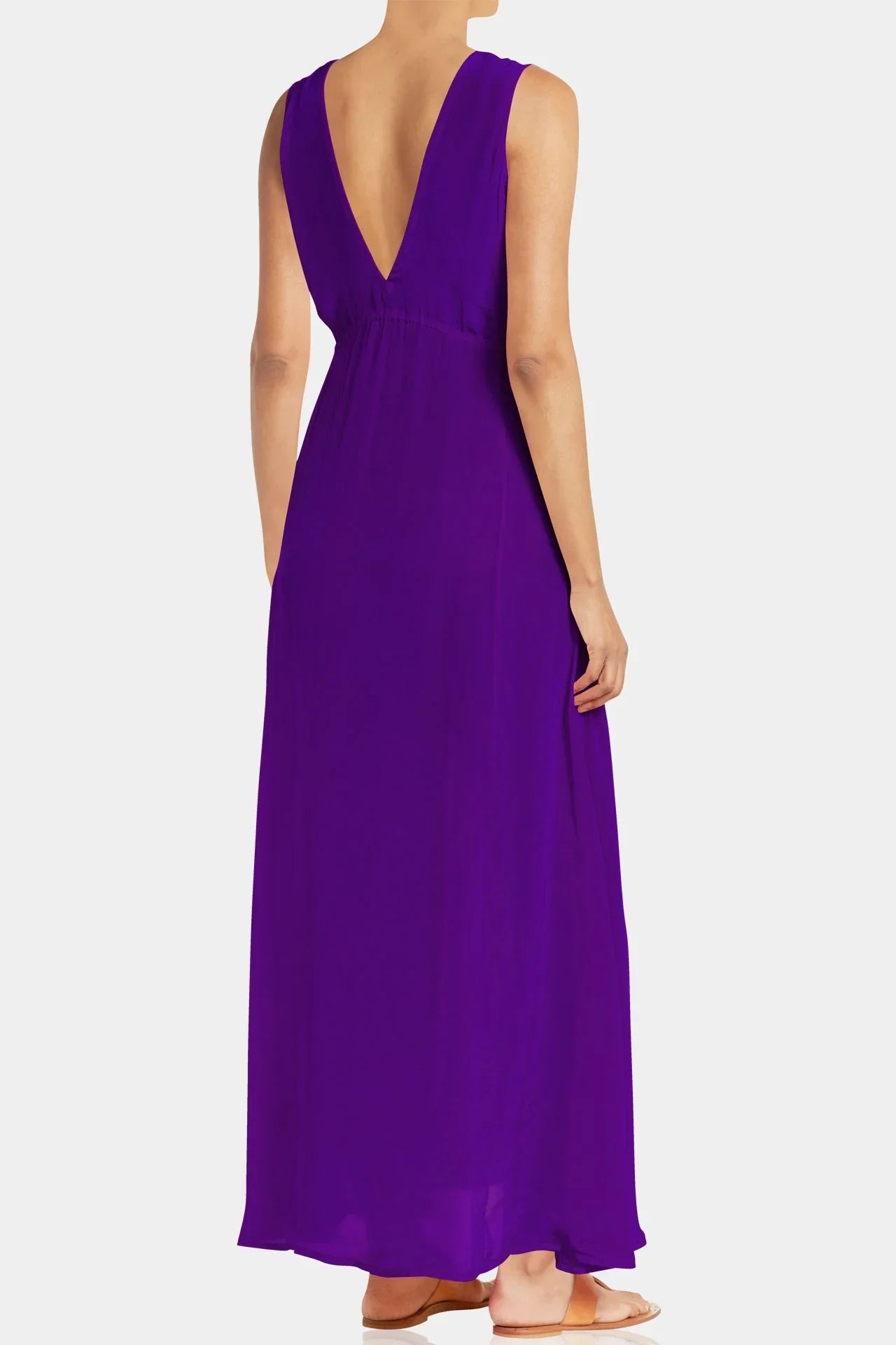 Designer Dark Purple Long Dress | Deep V Cut Dress | Shahida Parides Large-Extra Large Designer Dark Purple Long Dress | Deep V Cut Dress | Shahida Parides Large-Extra Large