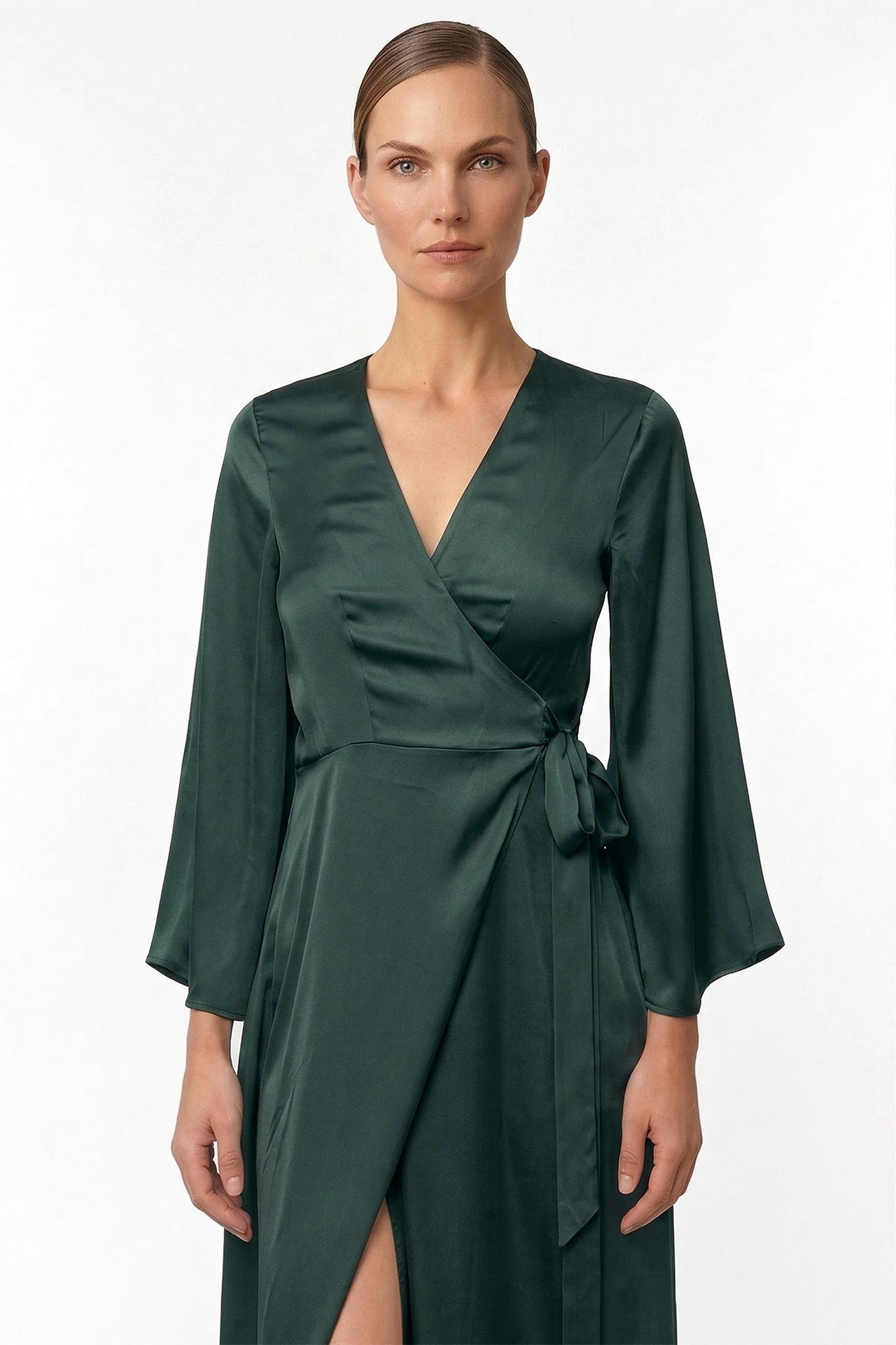 dark green wrap dress Lavone Silk Mix Velvet | WHISTLES a wrap flatters almost every figure My Whole Heart Emerald Green