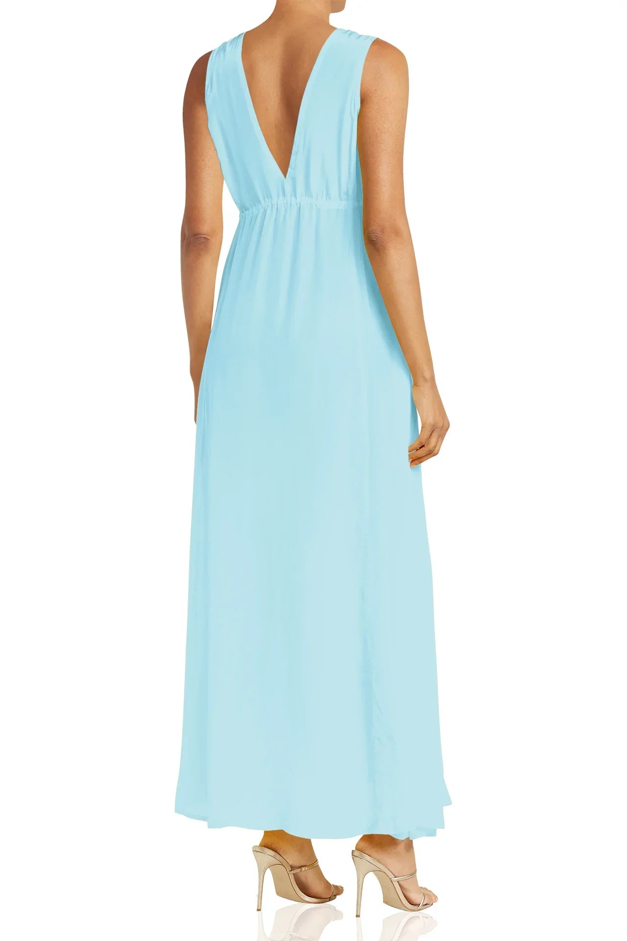 deep plunge neck dress S Aqua Blue Plunge Neck Dress