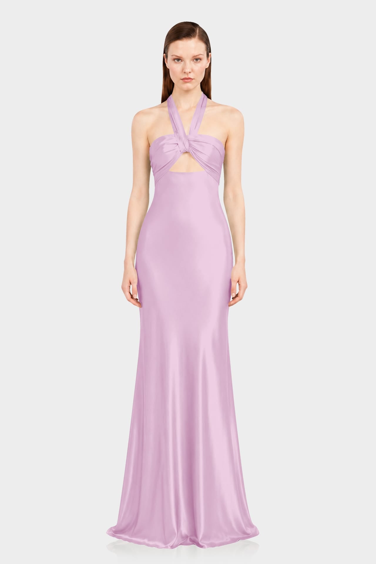 candies halter maxi dress Designer Candy Pink Formal Ruched Satin collection:the-january-edit