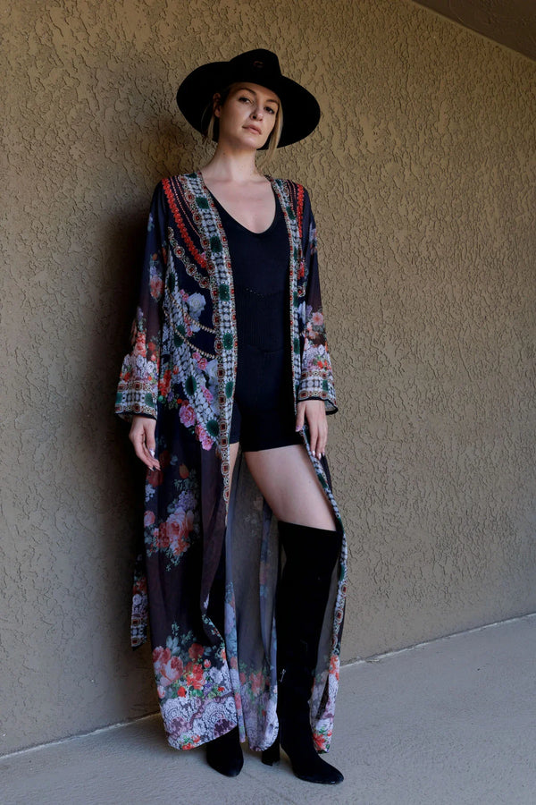 Black Full Length Caftan - Silk Caftan Gown & Women's Maxi Caftan Black Full Length Caftan - Silk Caftan Gown & Women's Maxi Caftan