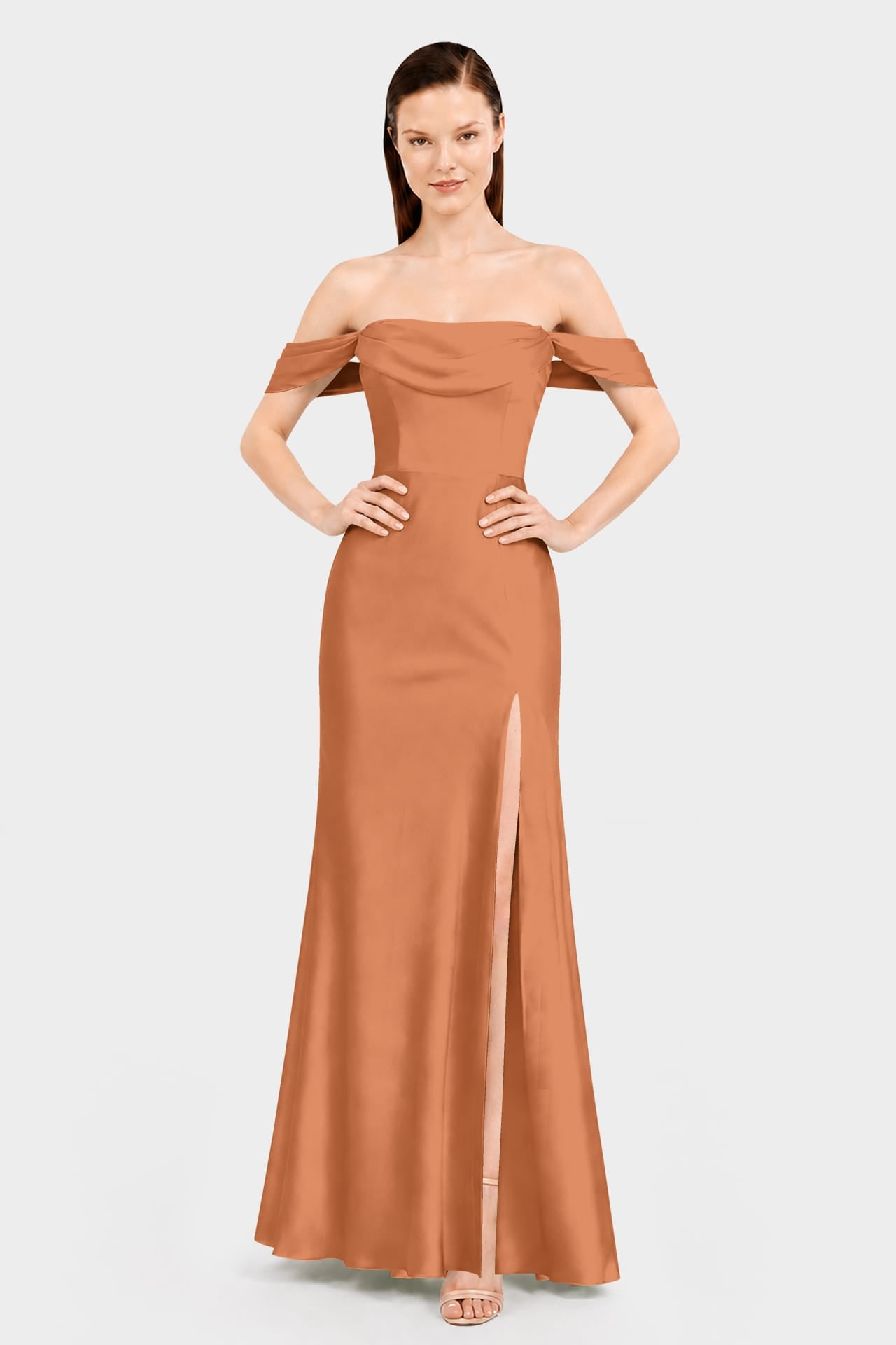 S Luxury Sienna Matte Satin Convertible Bridesmaid Maxi Dress – High Slit Evening Gown