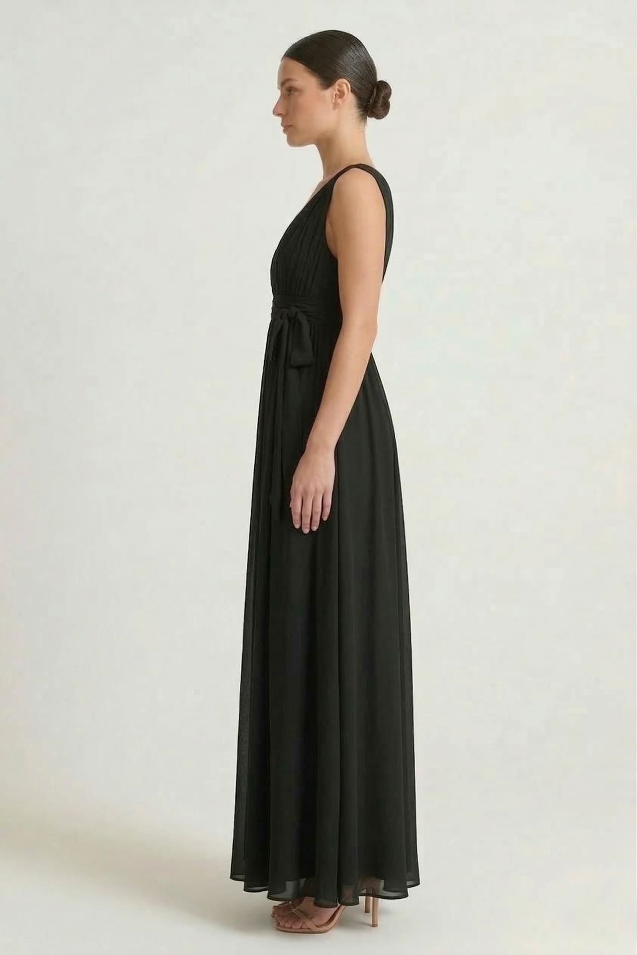 S / With Slit Black Heaven V-Neck Bridesmaid Dress Elegant Formal Maxi Gown S / With Slit Black Heaven V-Neck Bridesmaid Dress Elegant Formal Maxi Gown