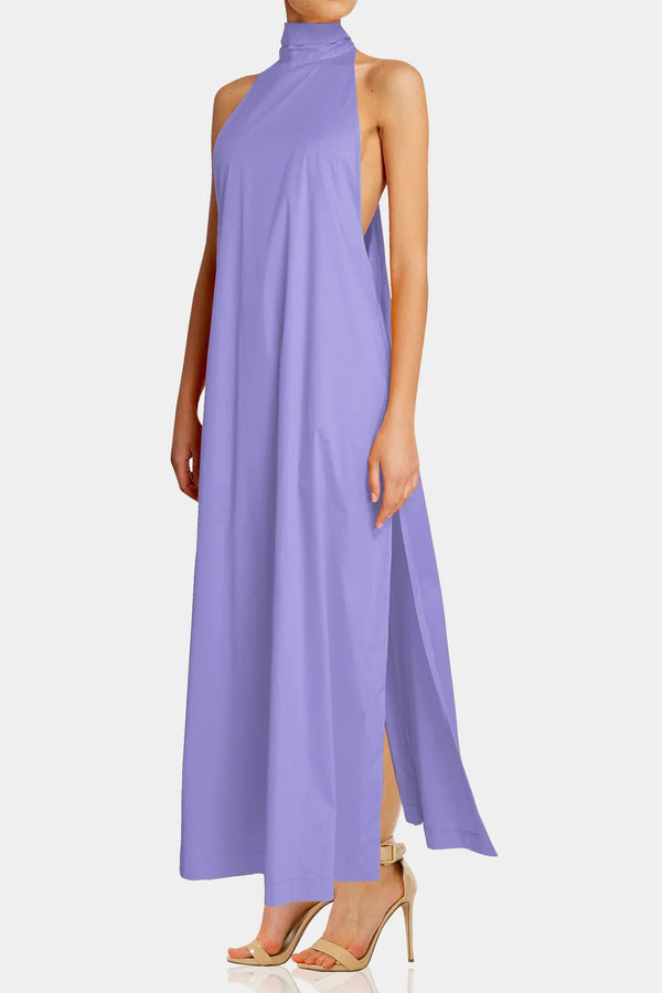 Light Purple High-Neck Maxi Dress Elegant & Flowy Dress Shahida Parides Light Purple High-Neck Maxi Dress Elegant & Flowy Dress Shahida Parides
