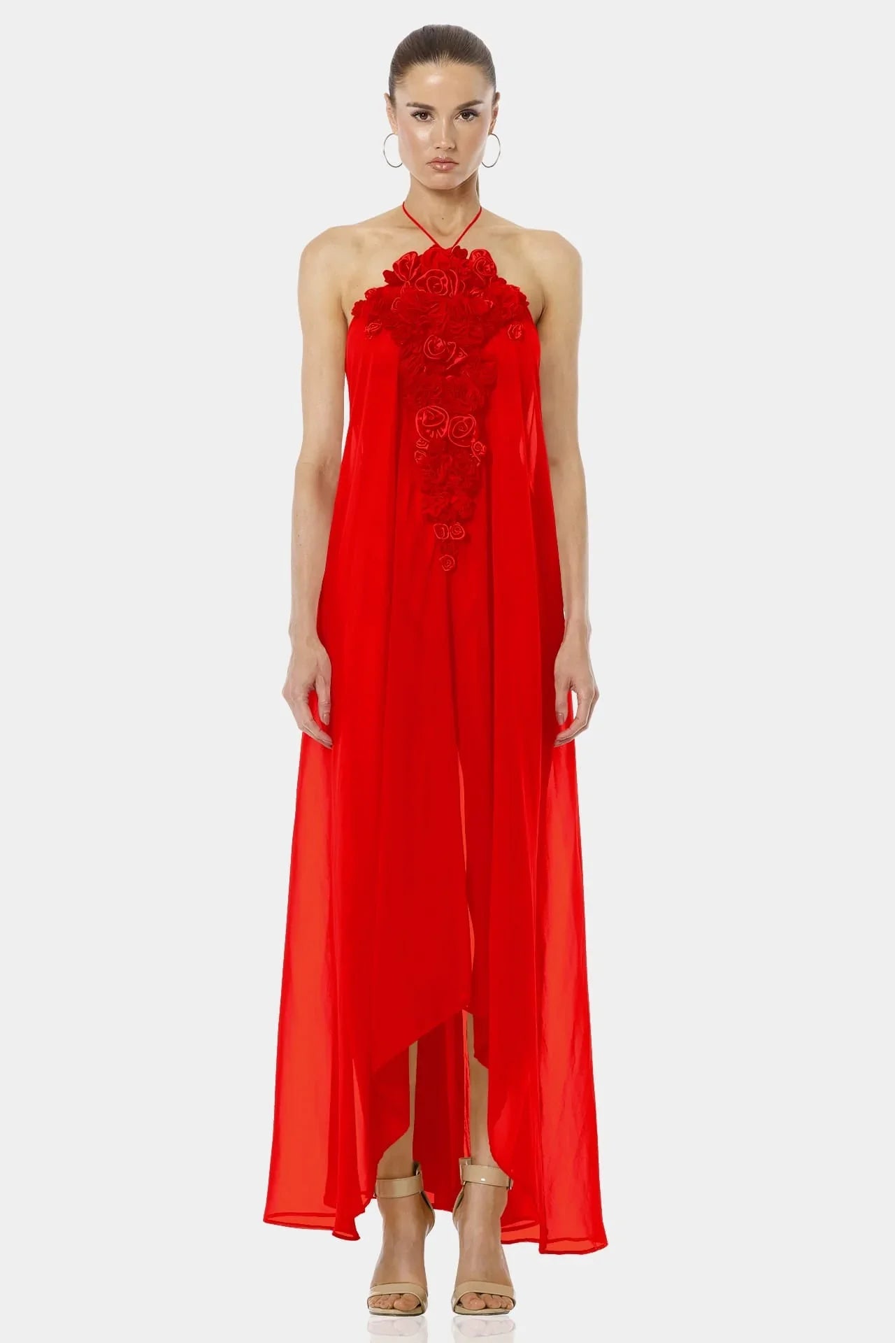 Scarlet Red Maxi Handkerchief Dress | Shahida – Shahida Parides