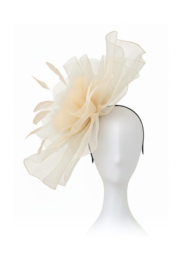 Ivory Organza Fascinator Headband | Elegant Sheer Statement  display picture 1