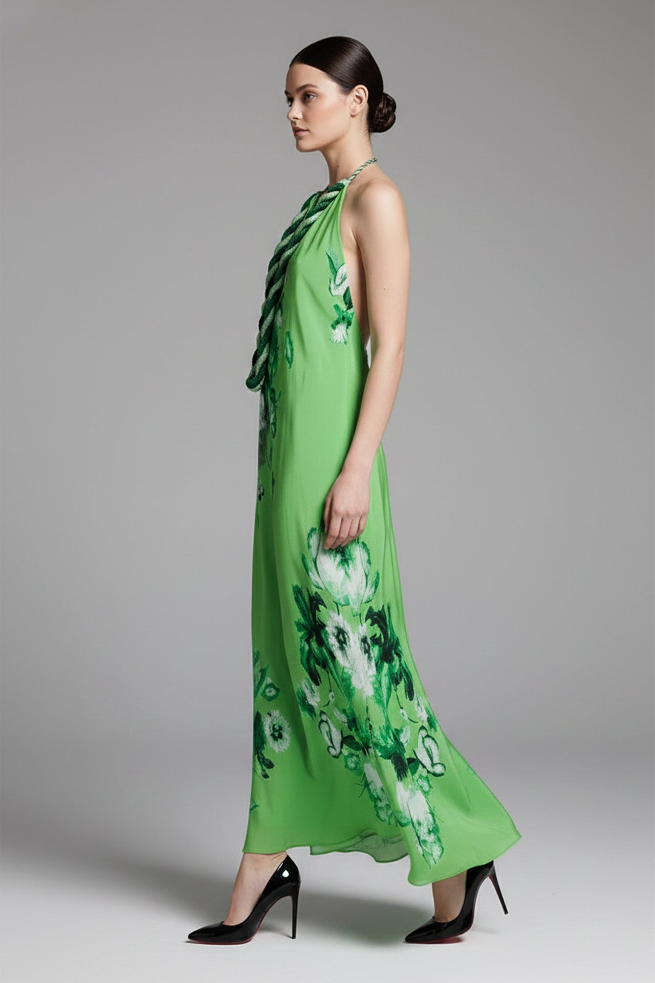 emerald green floral maxi dress Ellianna Floral Maxi Dress in Green XL / Green
