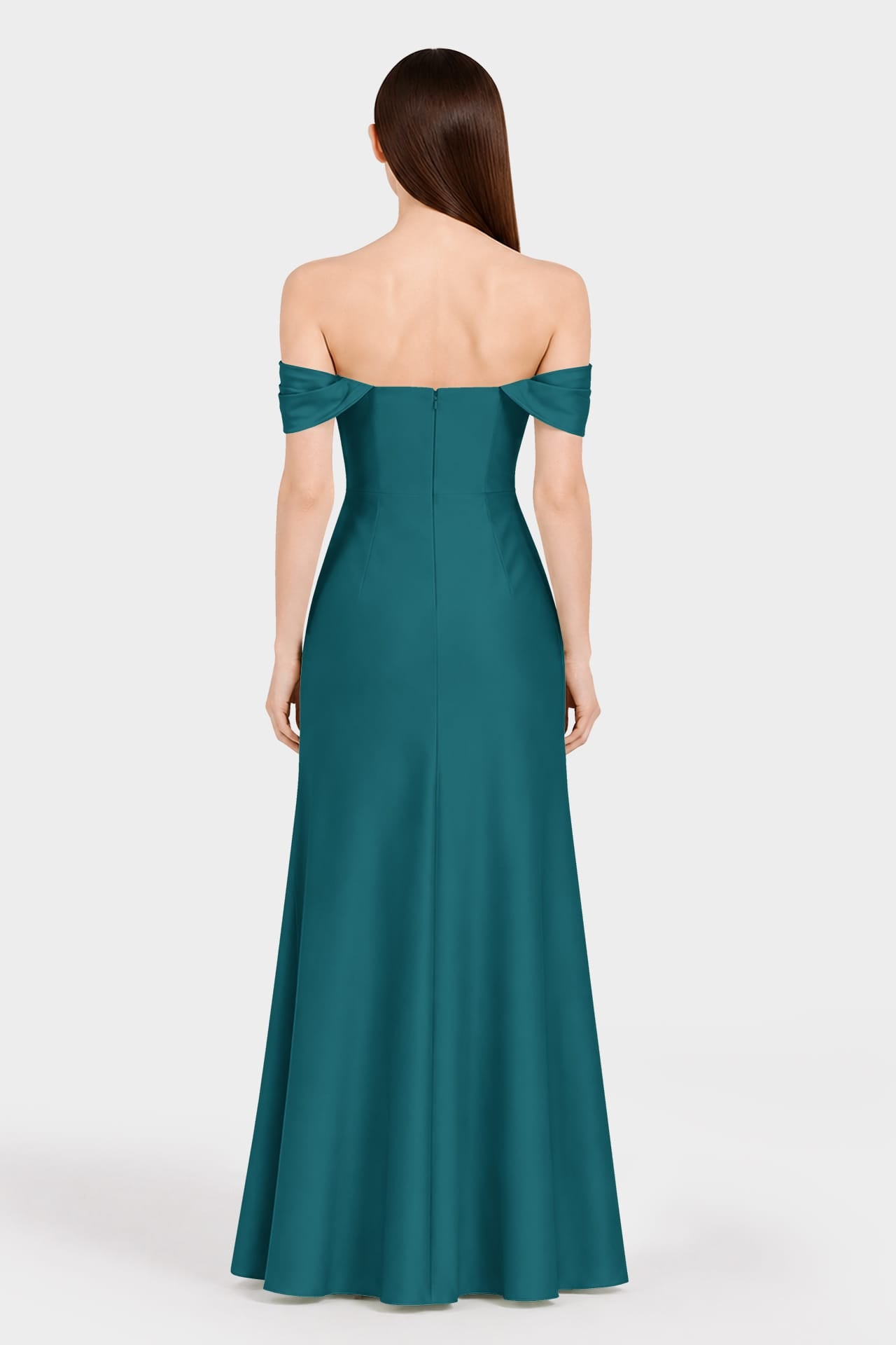 matt satin bridesmaid dress S Elegant Rich Teal in Matte with Side Slit SIZE:3-3 (S/M-M/L) Brown Length faith four hands Missacc Black Bride Elegant