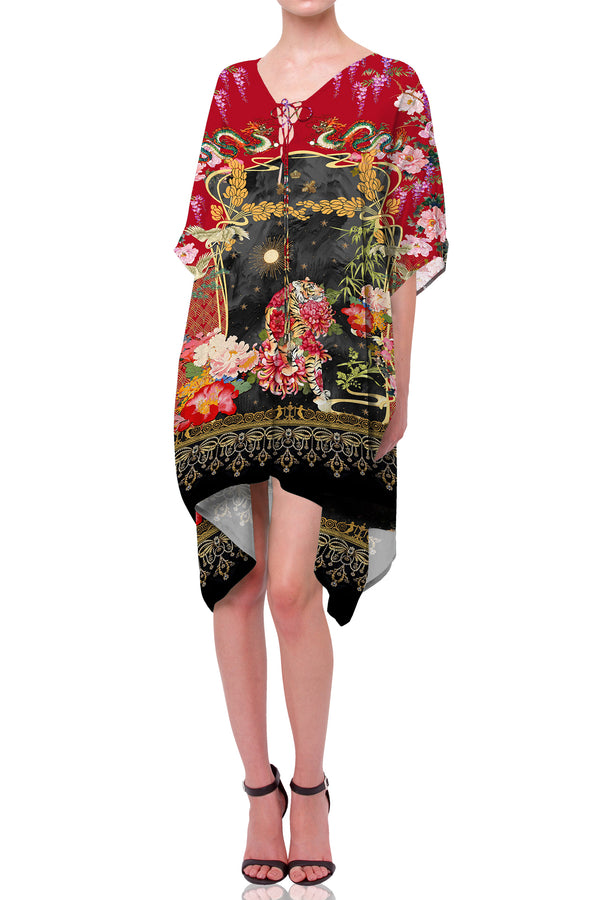 cocktail & party kaftan dress Cocktail Party Embroidered Caftan Dress 5XL / 50 Inches / Matching Embroidered Scarf (24 X 71 Inches)