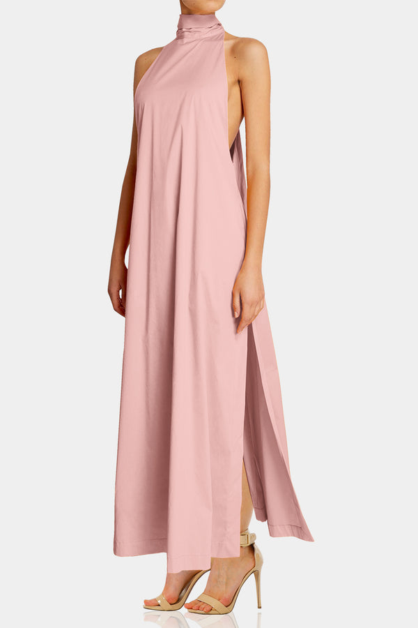 Small High Neck Sleeveless Maxi Dress in Light Pink Small High Neck Sleeveless Maxi Dress in Light Pink