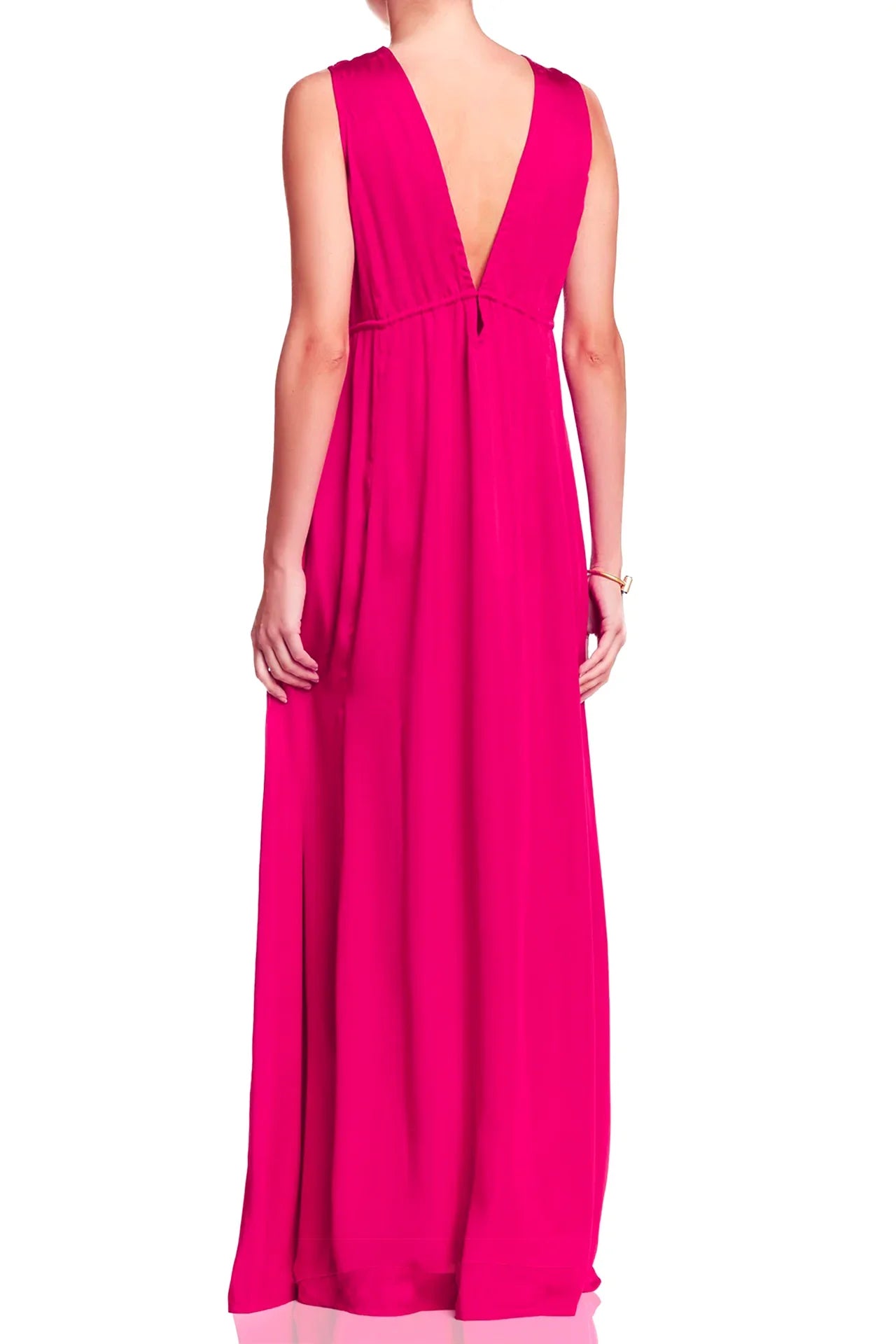 hot pink long sleeve prom dress Long Glitter Prom Dress with Draped Sleeve Fuchsia / 6 main image 1