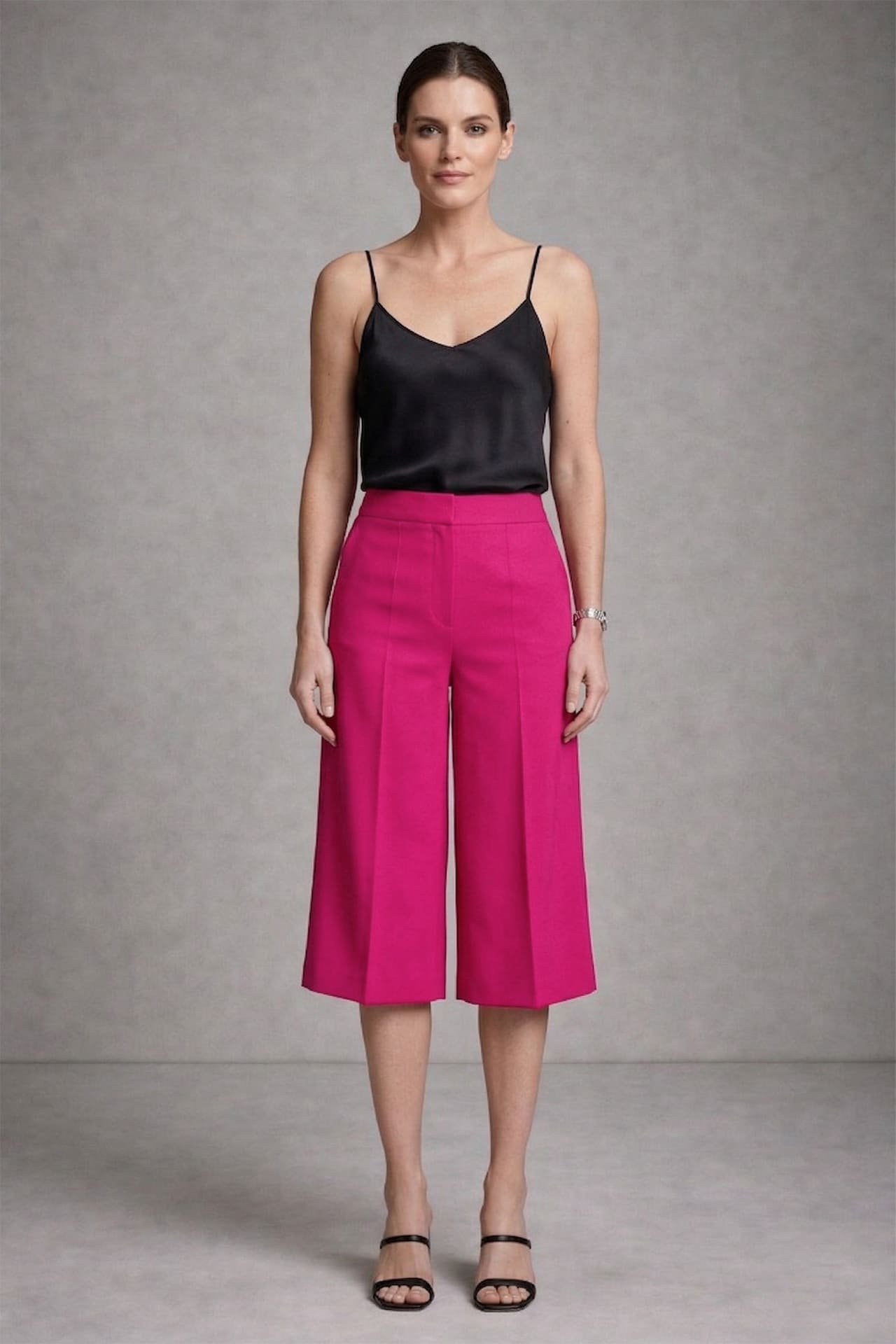 Hot Pink Satin Knee Length Pants | Shahida – Shahida Parides