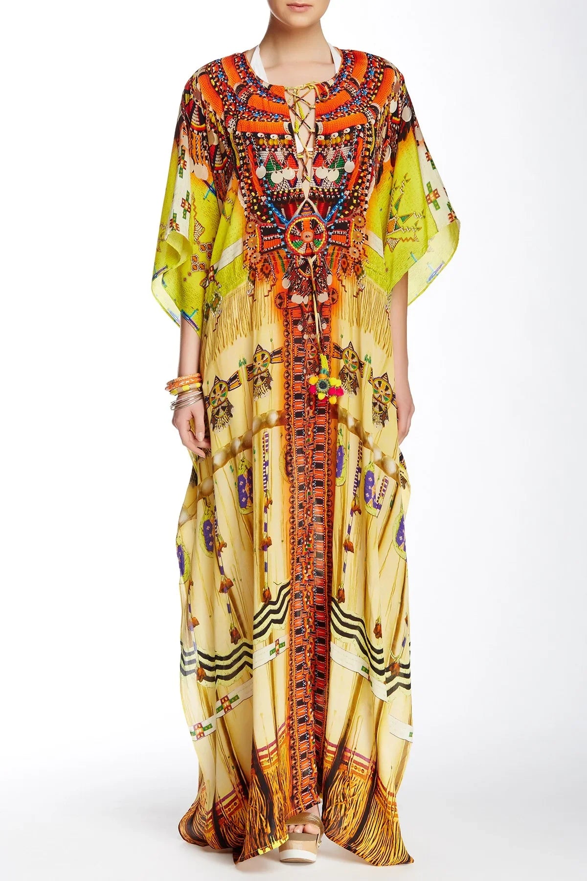 slim fit dress slacks Vintage Printed High-Neck Mini Dress Weathered Stone / M main image 1