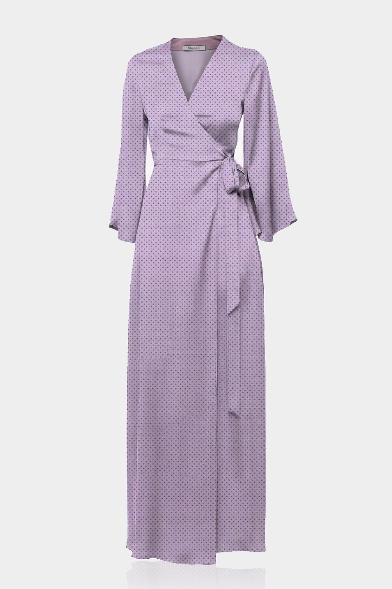 purple wrap dress maxi Purple Linen Wrap Dress Handmade Long Sleeve Maxi Dress Purple / XS