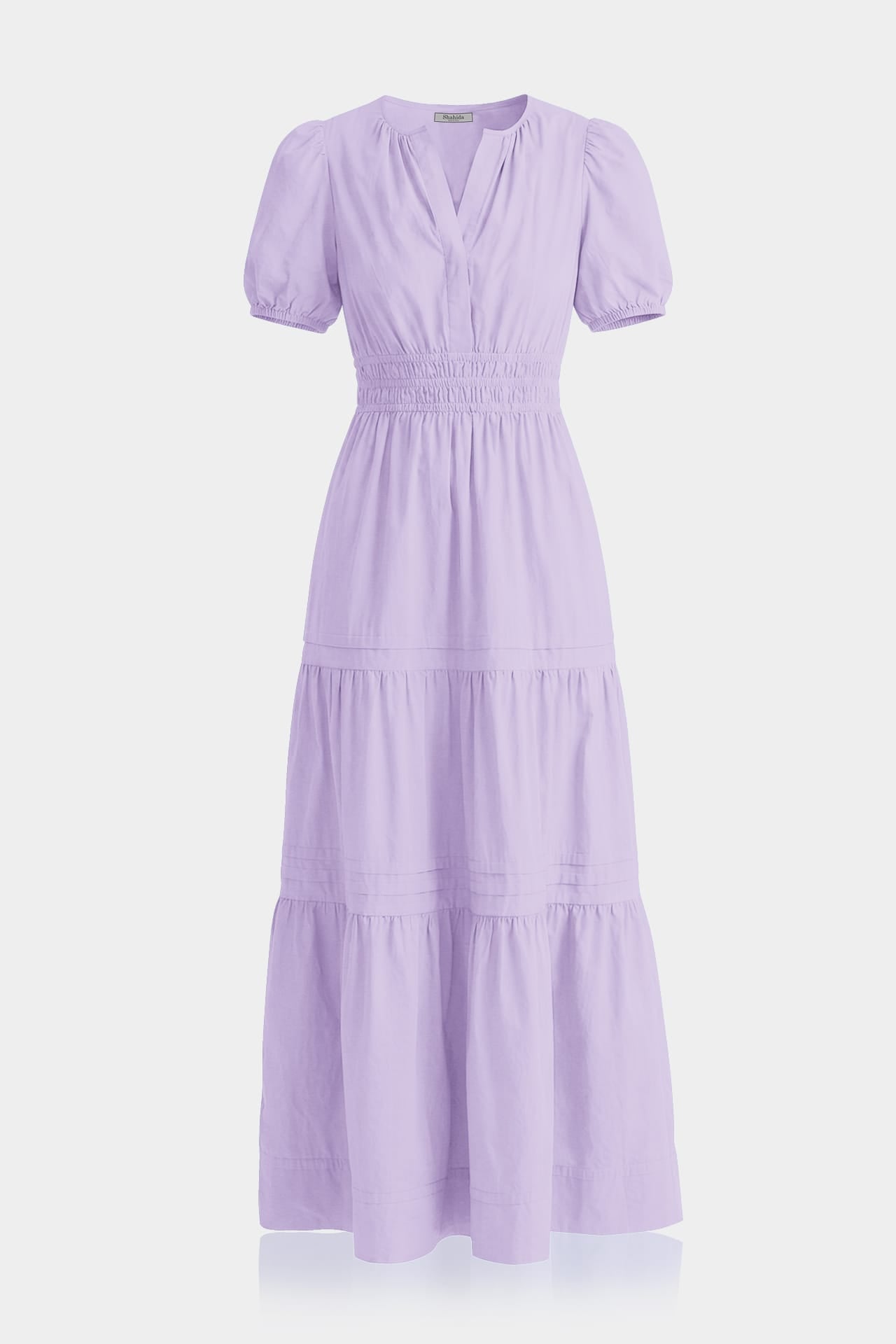 Lavender Tiered Cotton Maxi Dress