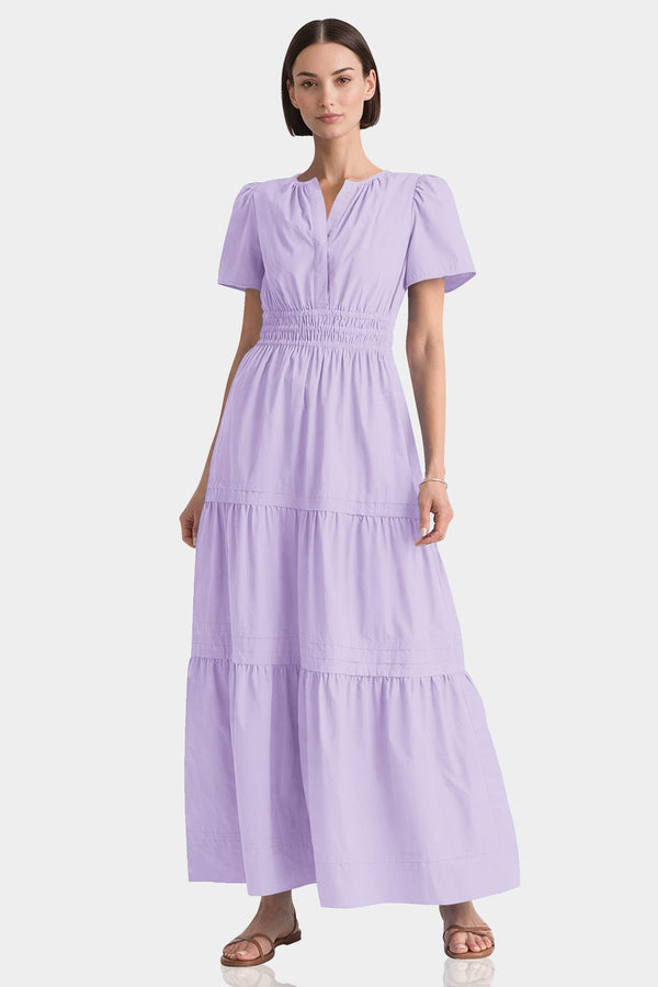 lavender cotton dress Lavender Tiered Cotton Maxi Dress