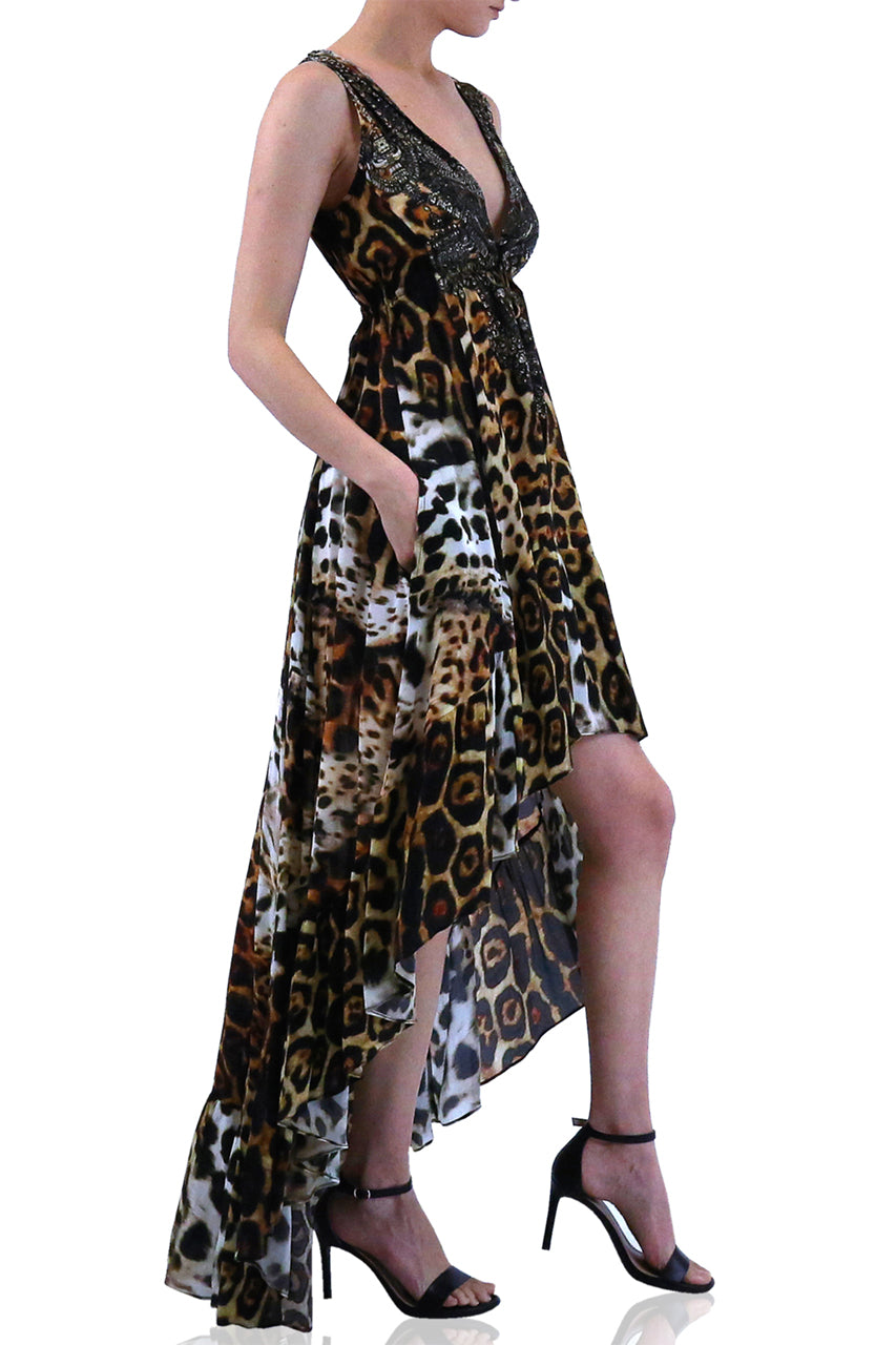 "animal print high low dress" "Shahida Parides" "high low leopard dress" "high and low formal dresses"