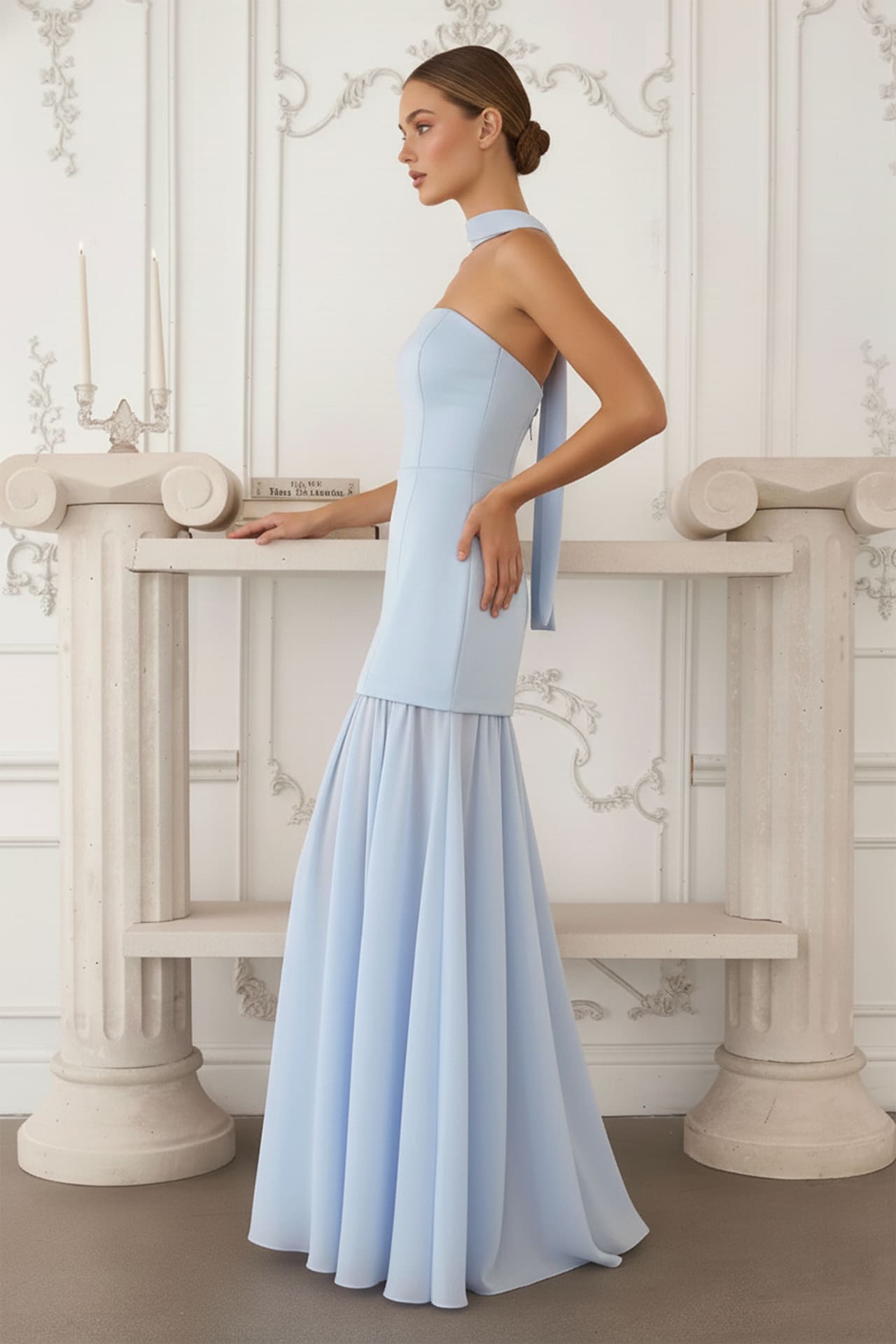 light blue flowy maxi dress S Strapless Satin Chiffon Strap Maxi Dress Color:Pink As Pic clothes online ireland 60's Pink Slip Dress