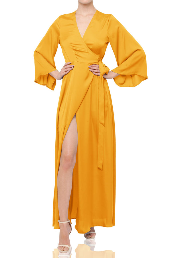 Mustard Yellow Wrap Dress