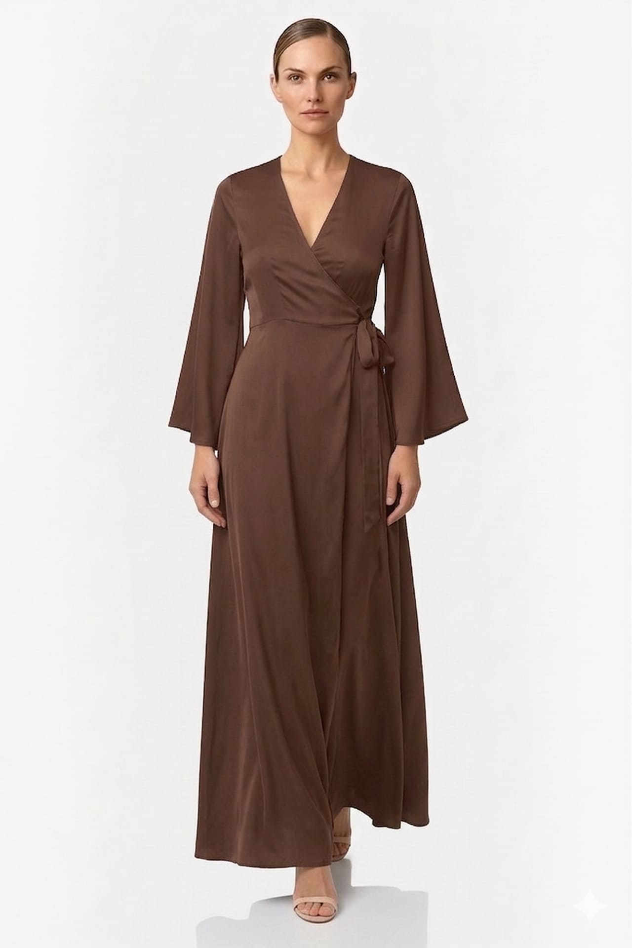 chocolate brown wrap dress Petite / M Petite Satin Maxi Bridesmaid My Actual Bust is:60